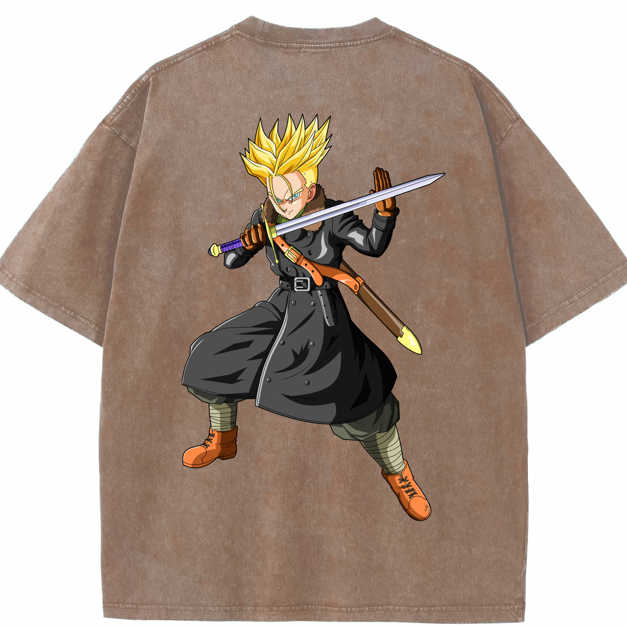 （画像用） ドラゴンボール トランクス（Torankusu）DRAGON BALL Trunks 綿100% ヴィンテージ風 半袖Tシャツ（背面プリント）