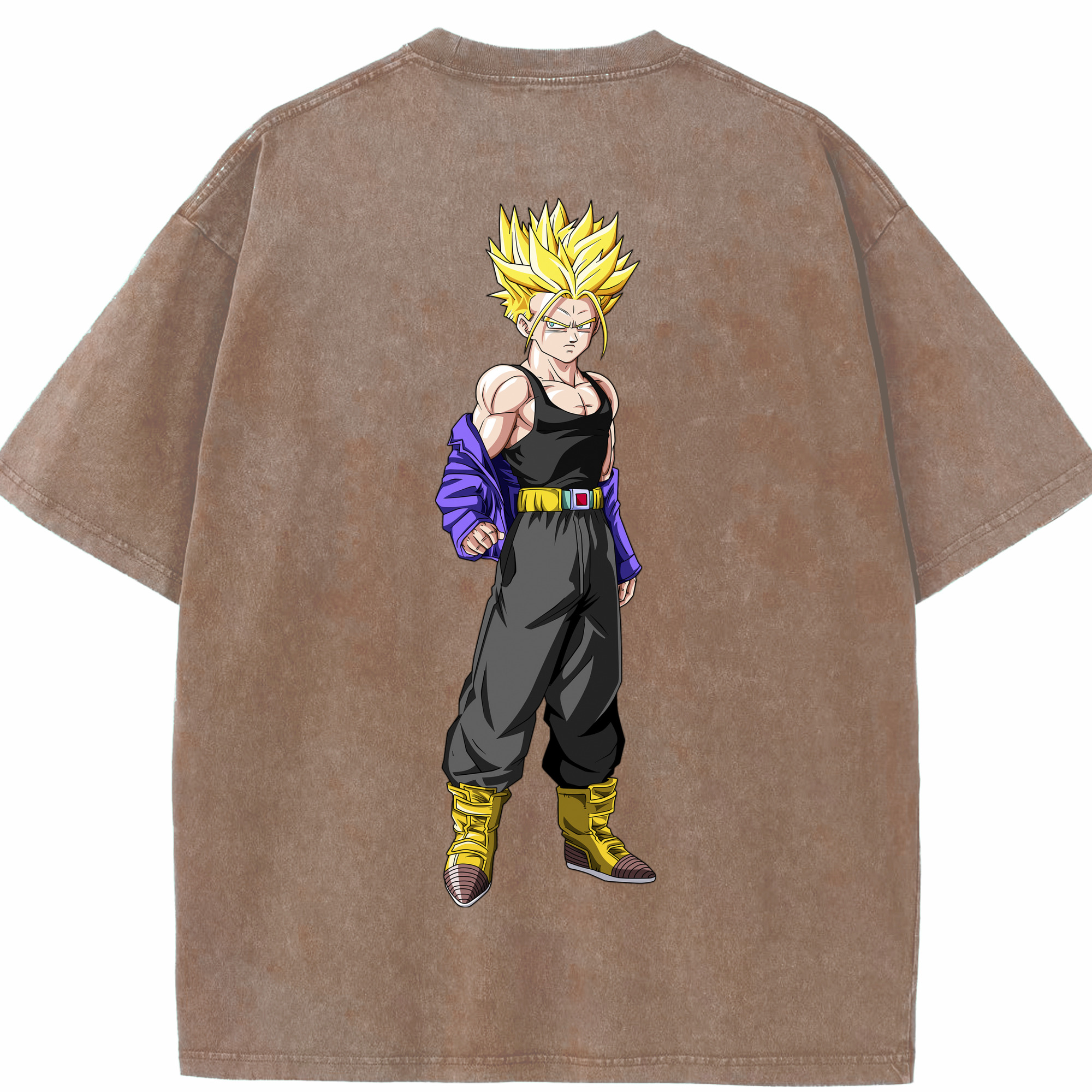 （画像用） ドラゴンボール トランクス（Torankusu）DRAGON BALL Trunks 綿100% ヴィンテージ風 半袖Tシャツ（背面プリント）