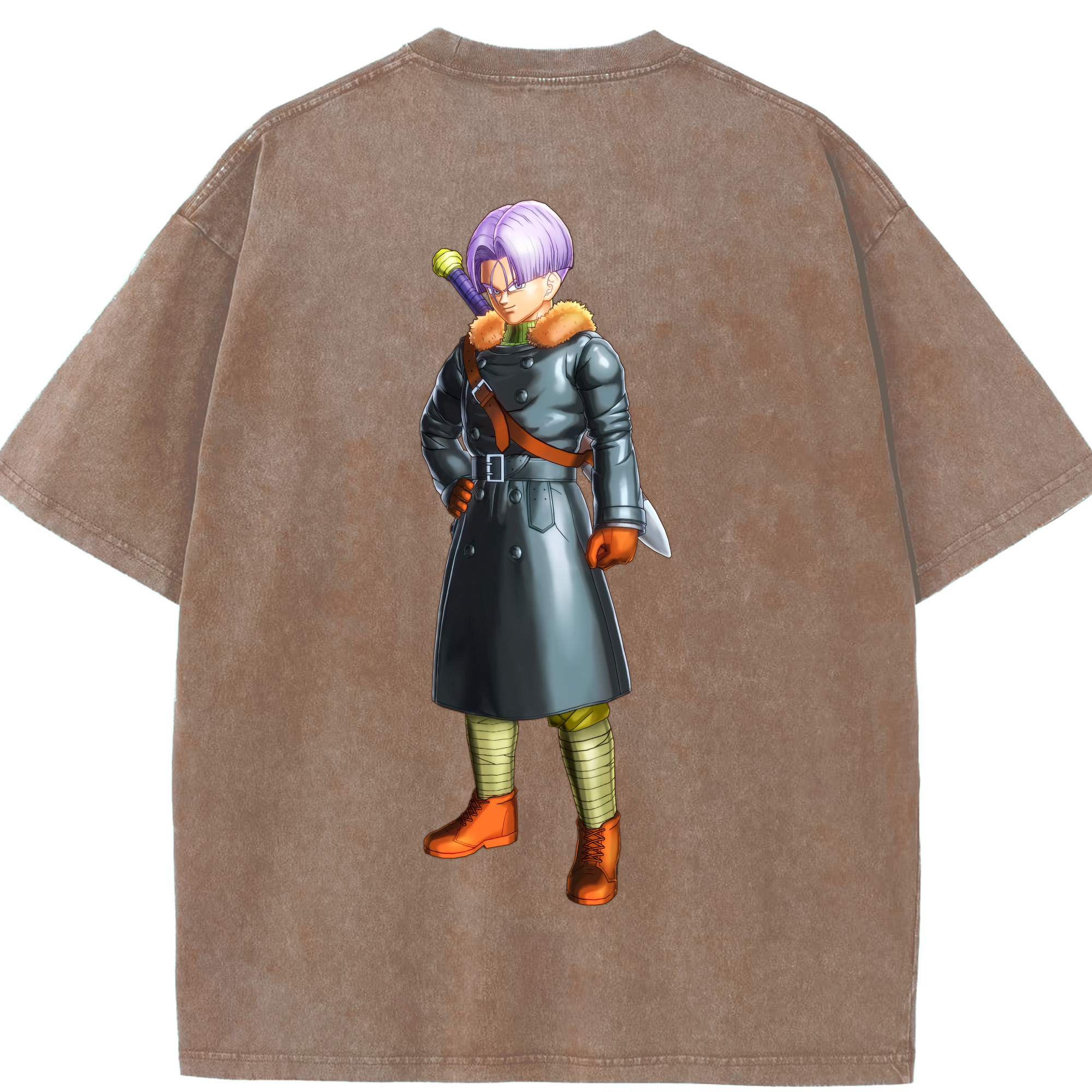 （画像用） ドラゴンボール トランクス（Torankusu）DRAGON BALL Trunks 綿100% ヴィンテージ風 半袖Tシャツ（背面プリント）