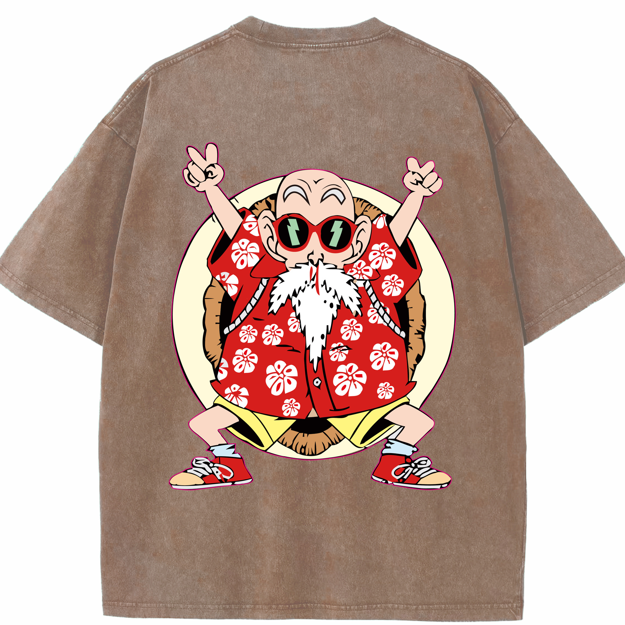 （画像用） ドラゴンボール 亀仙人（かめせんにん） DRAGON BALL Master Roshi Kame Sennin 綿100% ヴィンテージ風 半袖Tシャツ（背面プリント）