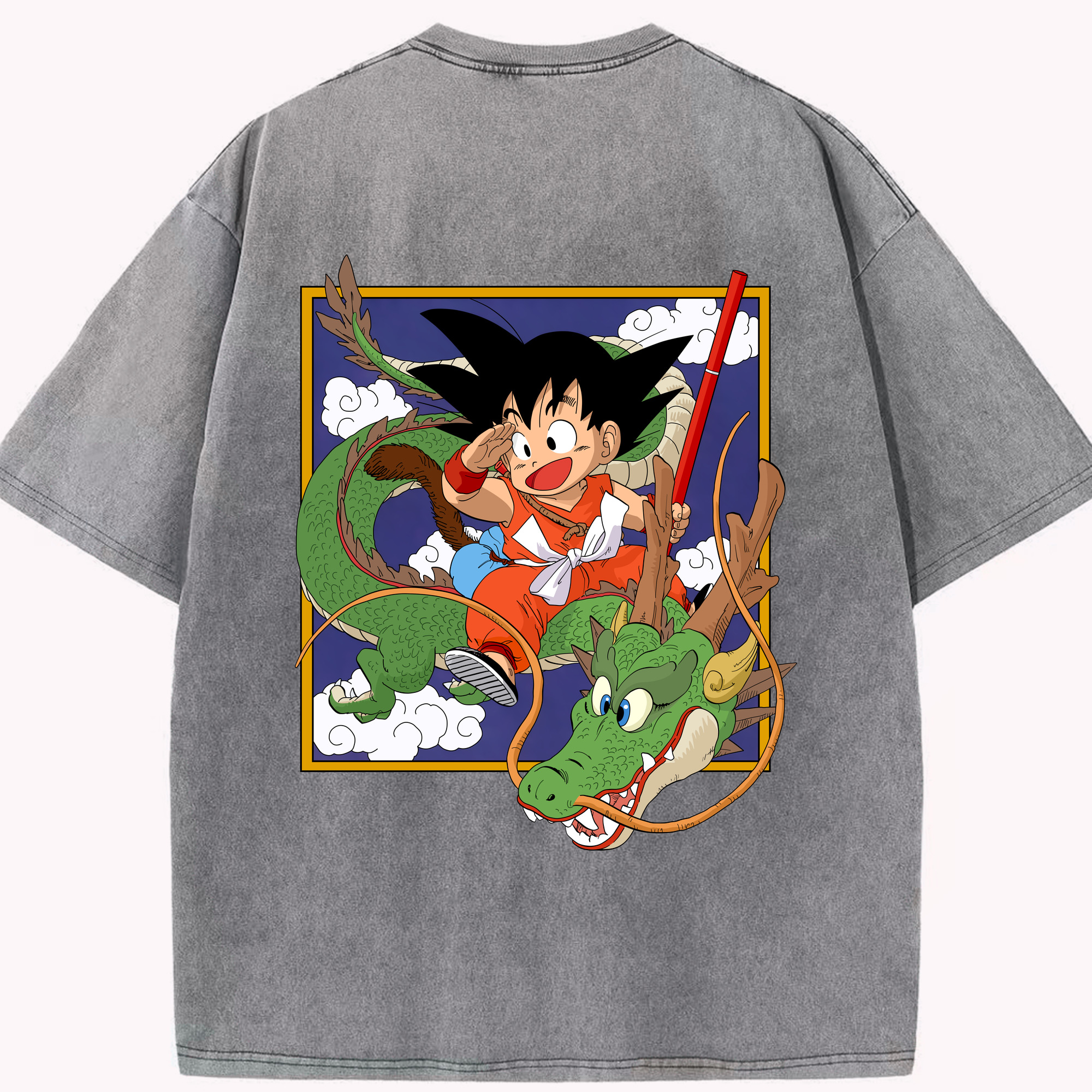 （画像用） ドラゴンボール 孫悟空（そん ごくう）Son Goku カカロット DRAGON BALL Kakarotto 綿100% ヴィンテージ風 半袖Tシャツ（背面プリント）