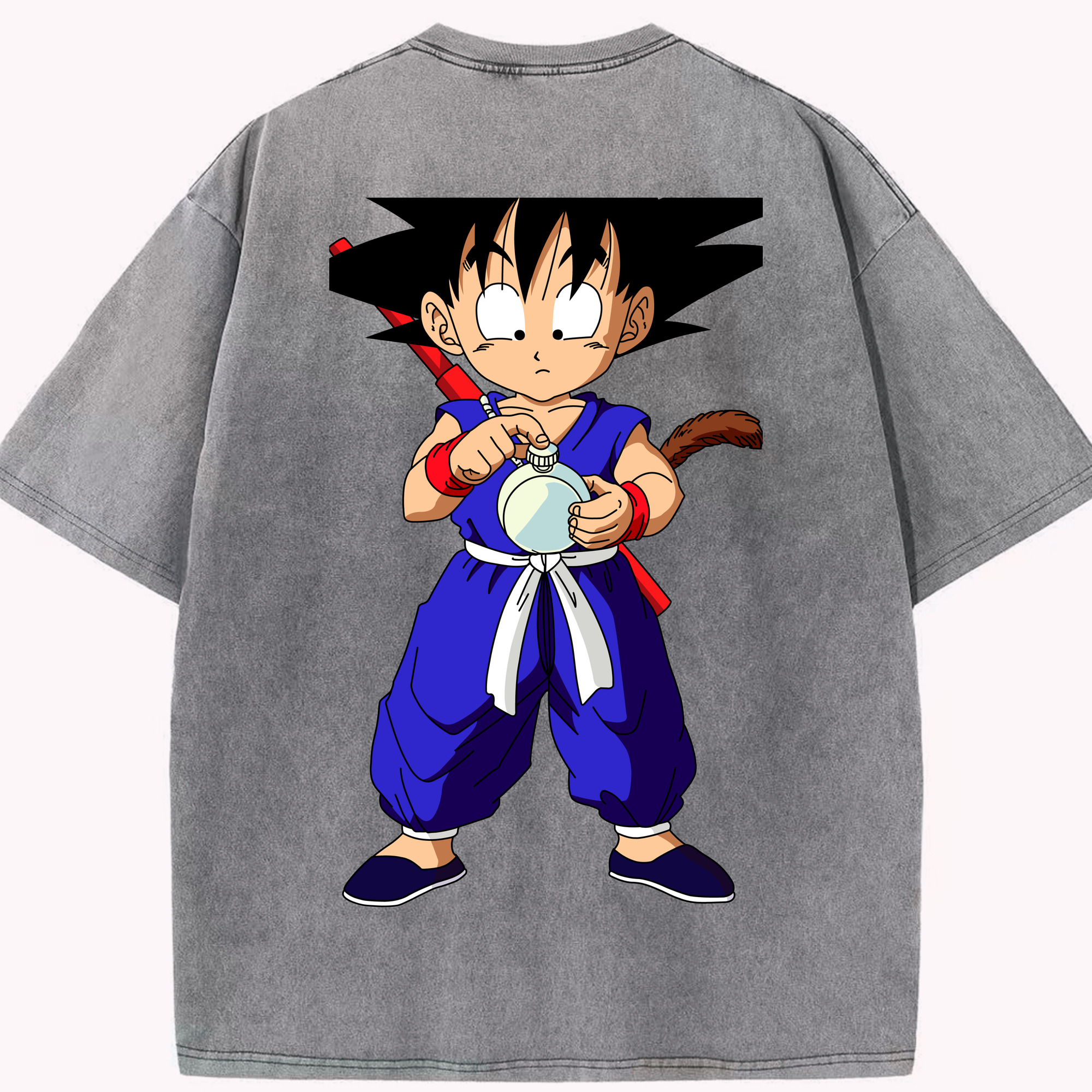 （画像用） ドラゴンボール 孫悟空（そん ごくう）Son Goku カカロット DRAGON BALL Kakarotto 綿100% ヴィンテージ風 半袖Tシャツ（背面プリント）