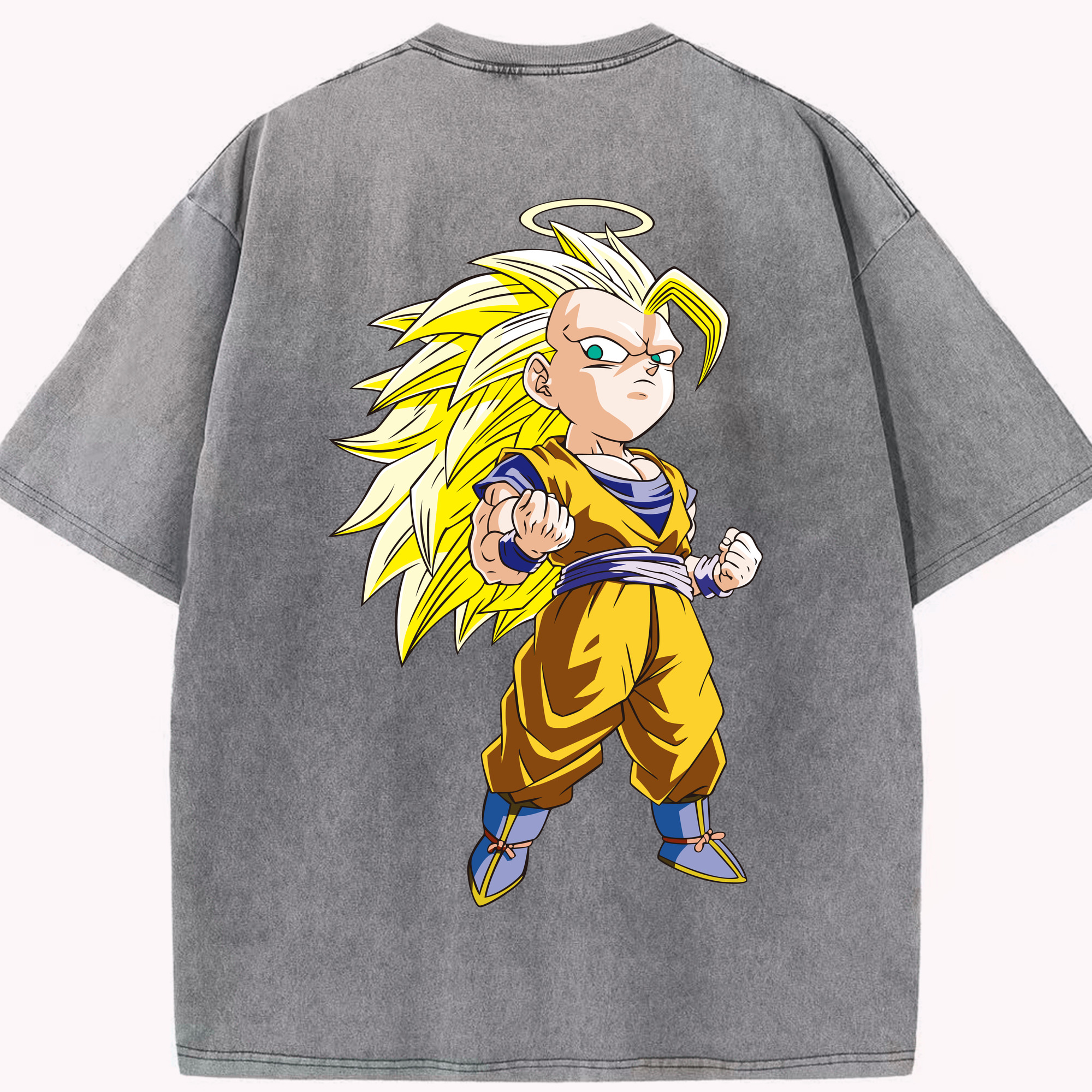 （画像用） ドラゴンボール 孫悟空（そん ごくう）Son Goku カカロット DRAGON BALL Kakarotto 綿100% ヴィンテージ風 半袖Tシャツ（背面プリント）