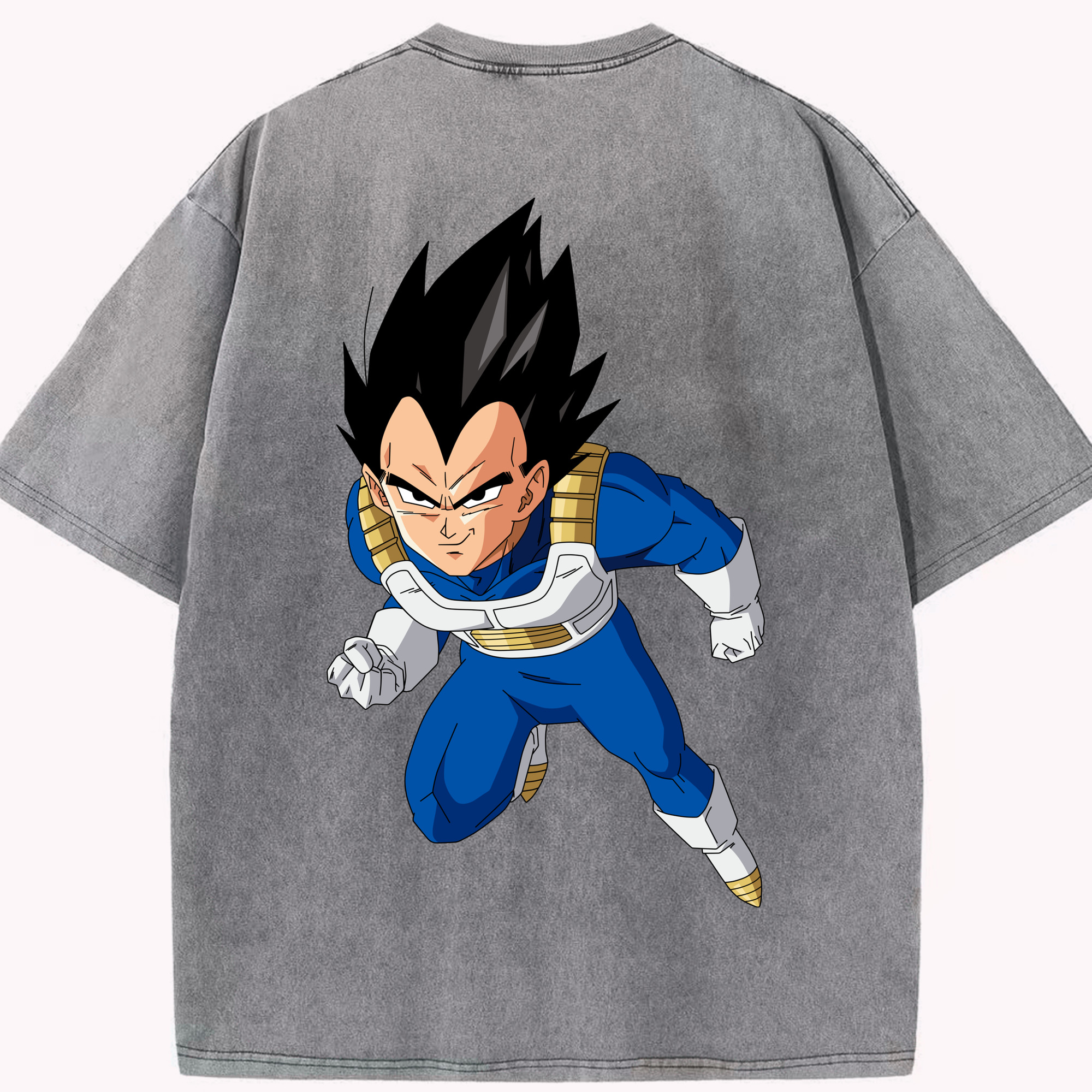 （画像用） ドラゴンボール ベジータ四世（Bejīta Yonsei）DRAGON BALL Vegeta IV 綿100% ヴィンテージ風 半袖Tシャツ（背面プリント）