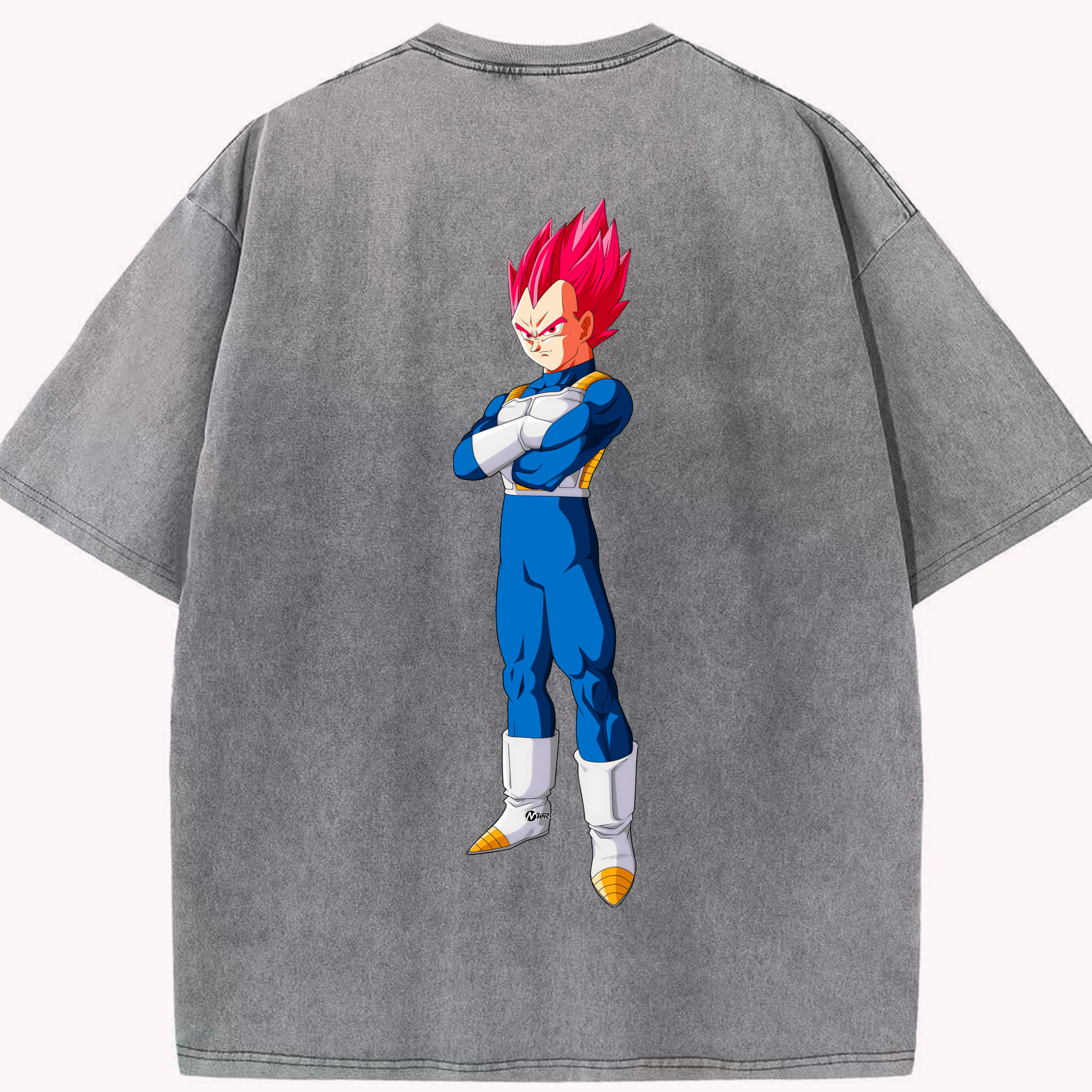 （画像用） ドラゴンボール ベジータ四世（Bejīta Yonsei）DRAGON BALL Vegeta IV 綿100% ヴィンテージ風 半袖Tシャツ（背面プリント）
