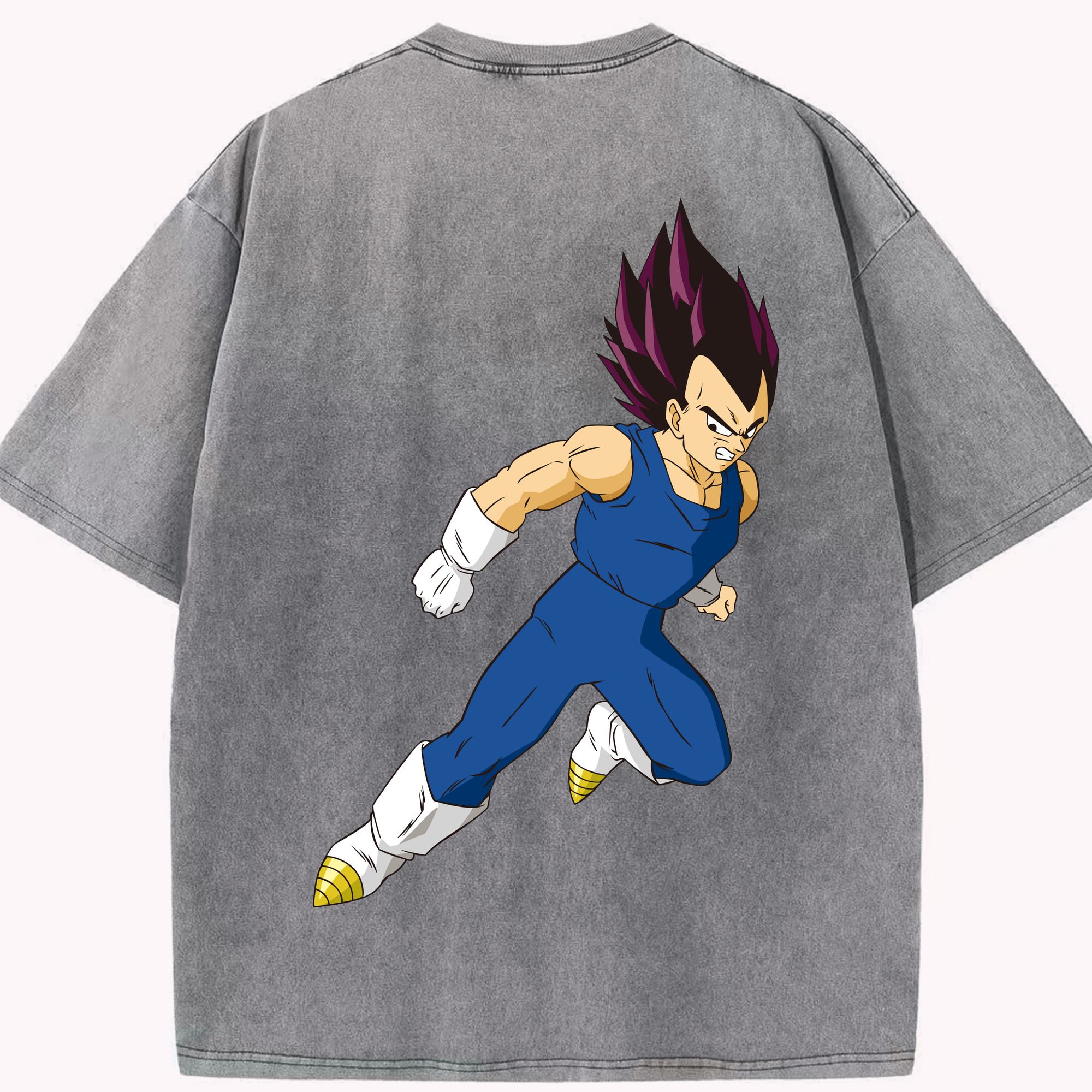 （画像用） ドラゴンボール ベジータ四世（Bejīta Yonsei）DRAGON BALL Vegeta IV 綿100% ヴィンテージ風 半袖Tシャツ（背面プリント）