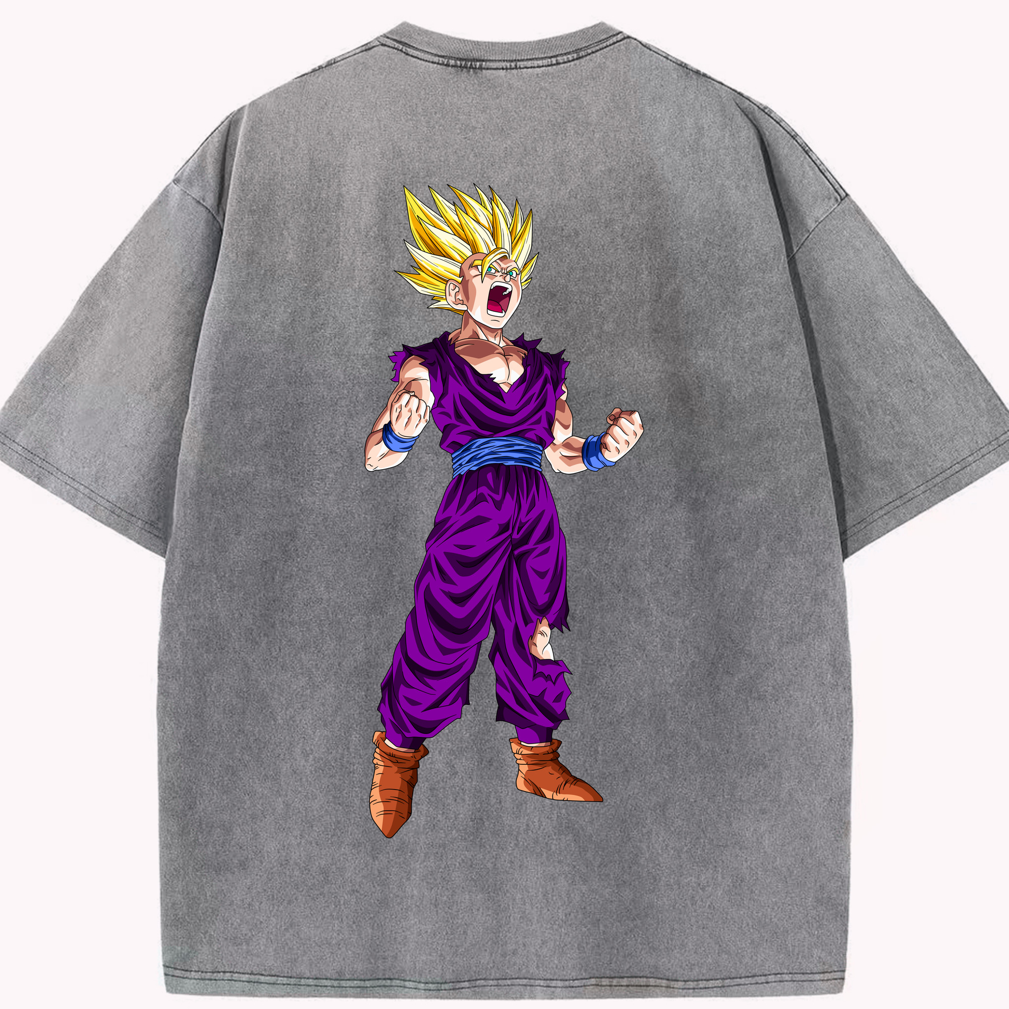 （画像用） ドラゴンボール 孫 悟飯（そんごはん）DRAGON BALL Son Gohan 綿100% ヴィンテージ風 半袖Tシャツ（背面プリント）