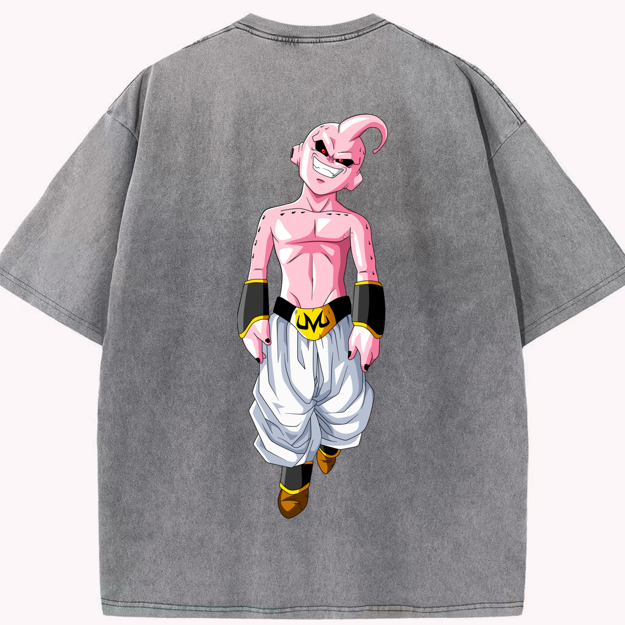 （画像用） ドラゴンボール 魔人ブウ DRAGON BALL Majin Buu 綿100% ヴィンテージ風 半袖Tシャツ（背面プリント）