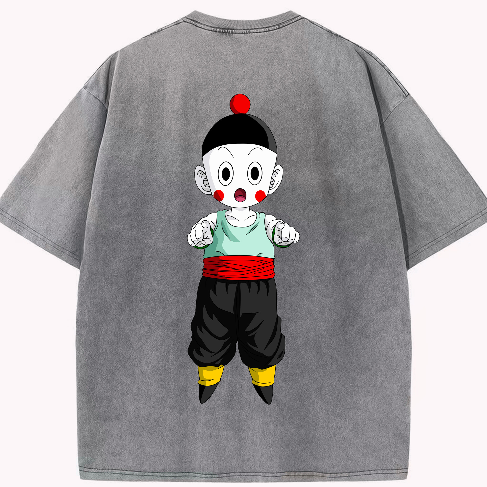（画像用） ドラゴンボール 餃子（チャオズ）DRAGON BALL Chaoz 綿100% ヴィンテージ風 半袖Tシャツ（背面プリント）