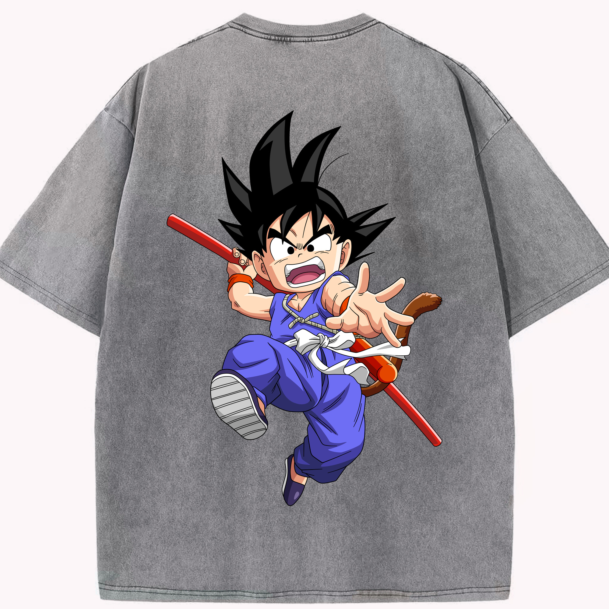 （画像用） ドラゴンボール 孫悟空（そん ごくう）Son Goku カカロット DRAGON BALL Kakarotto 綿100% ヴィンテージ風 半袖Tシャツ（背面プリント）