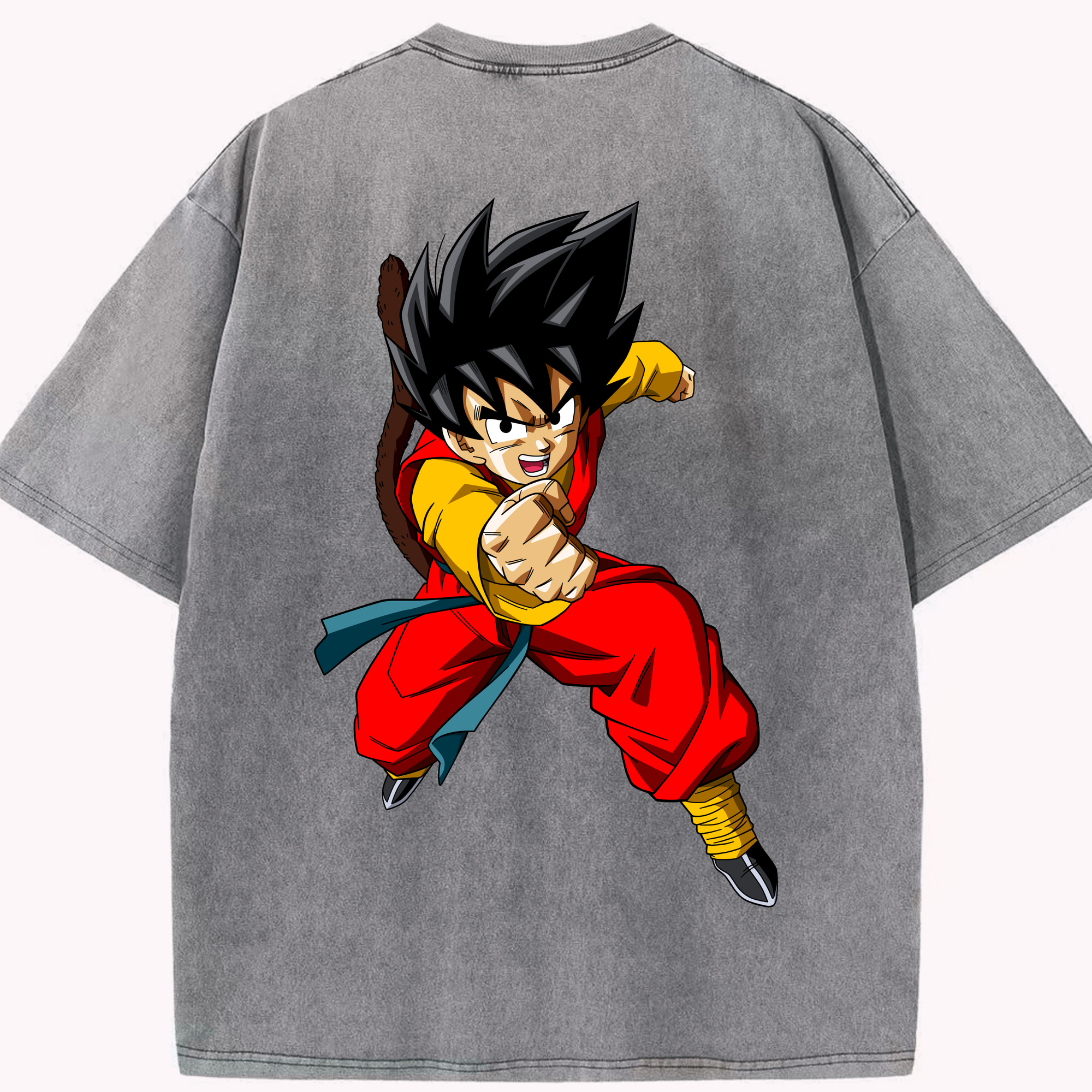 （画像用） ドラゴンボール 孫悟空（そん ごくう）Son Goku カカロット DRAGON BALL Kakarotto 綿100% ヴィンテージ風 半袖Tシャツ（背面プリント）