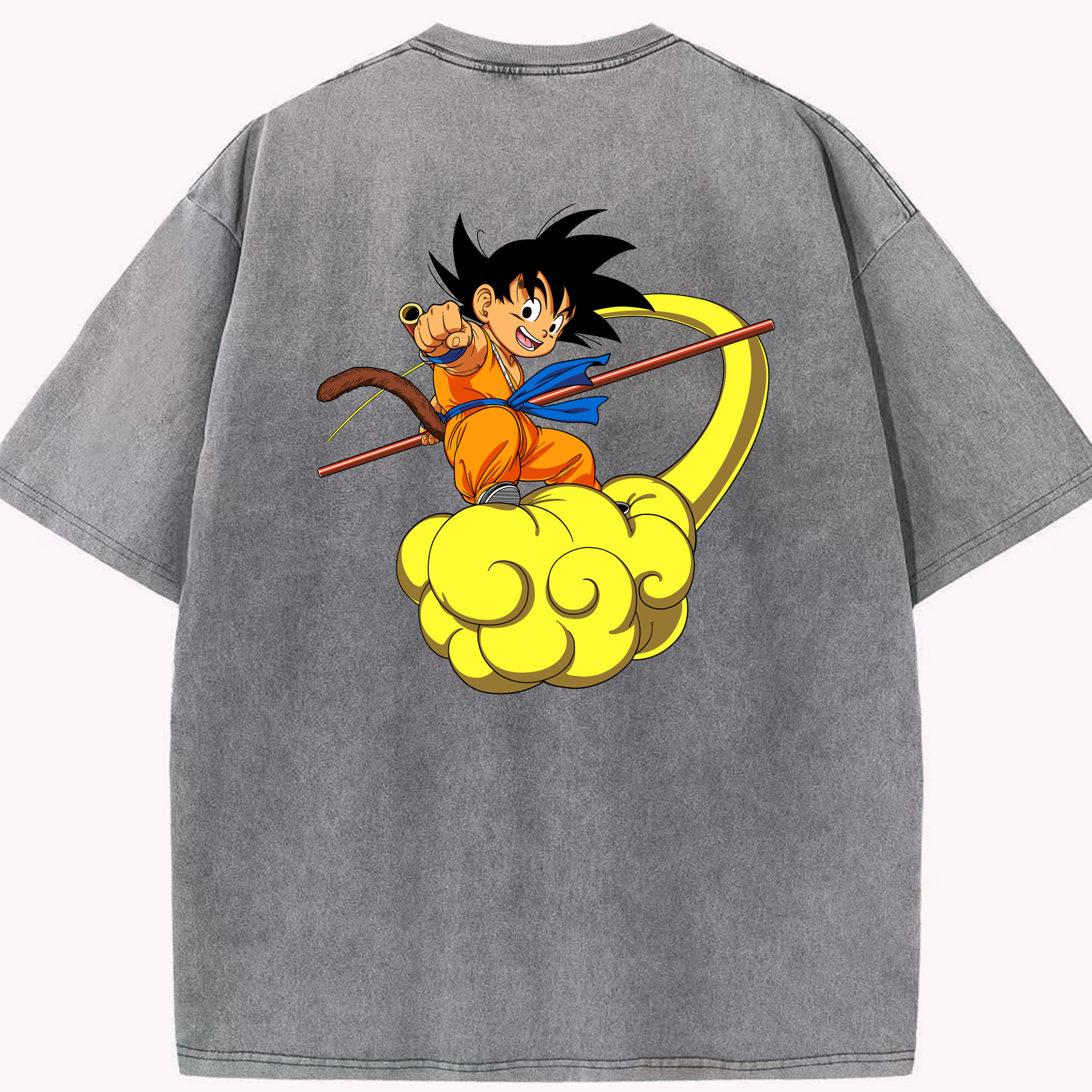 （画像用） ドラゴンボール 孫悟空（そん ごくう）Son Goku カカロット DRAGON BALL Kakarotto 綿100% ヴィンテージ風 半袖Tシャツ（背面プリント）