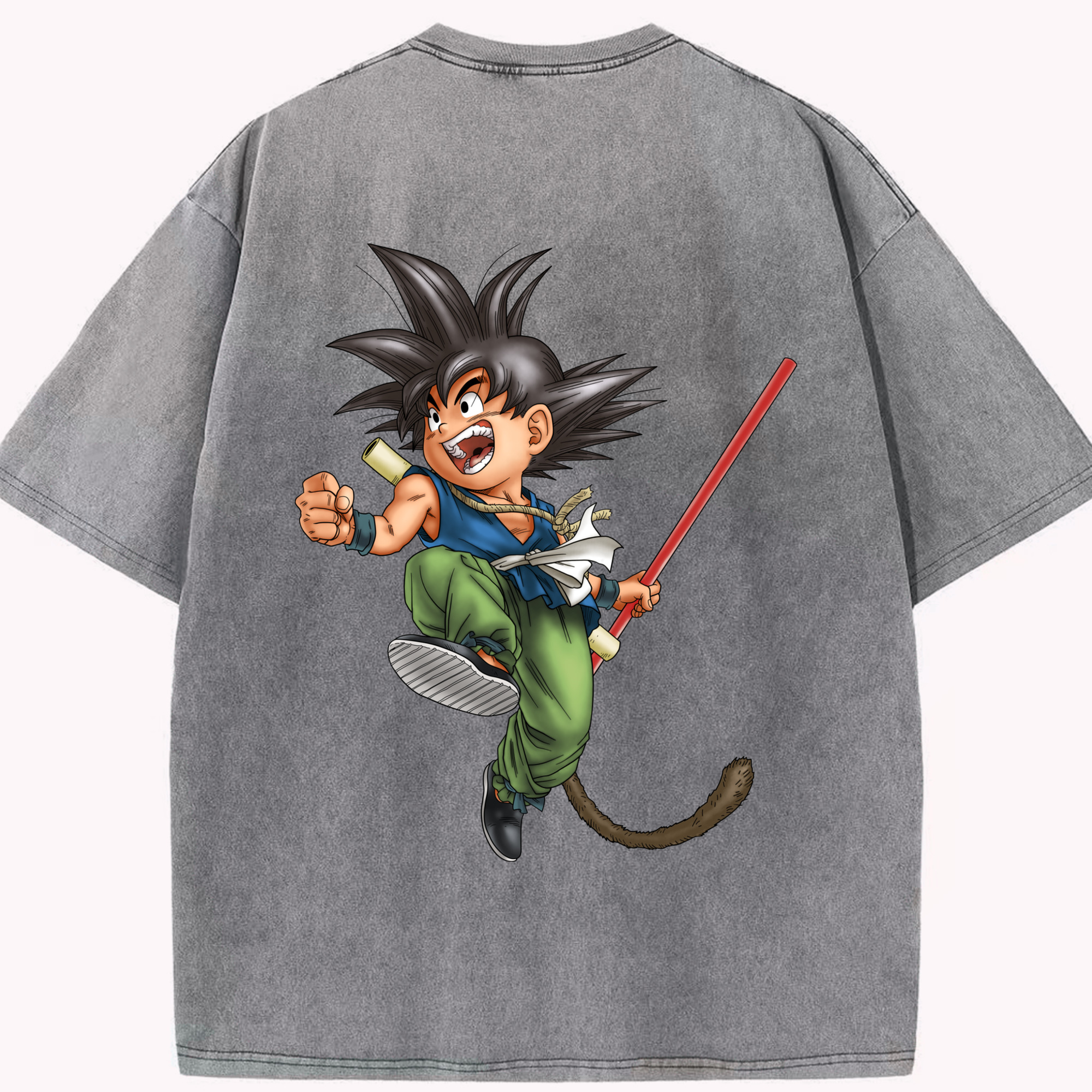 （画像用） ドラゴンボール 孫悟空（そん ごくう）Son Goku カカロット DRAGON BALL Kakarotto 綿100% ヴィンテージ風 半袖Tシャツ（背面プリント）