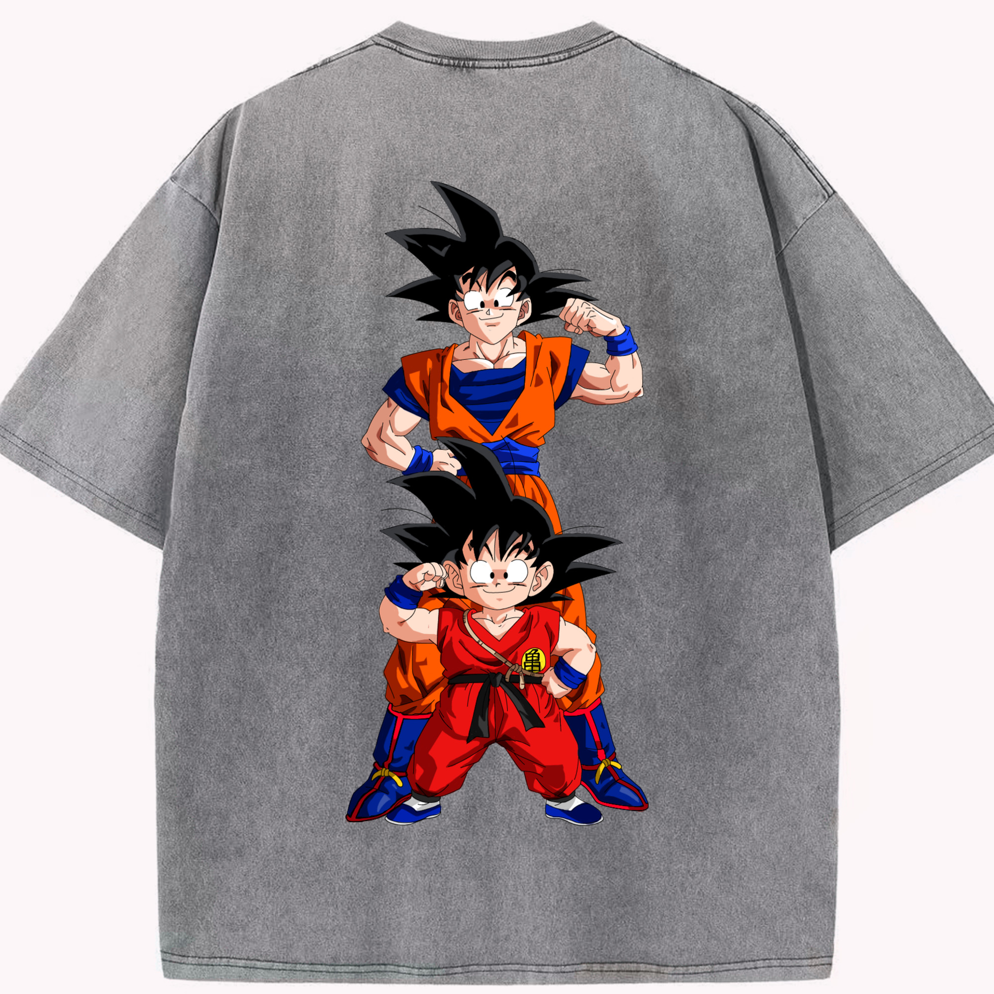 （画像用） ドラゴンボール 孫悟空（そん ごくう）Son Goku カカロット DRAGON BALL Kakarotto 綿100% ヴィンテージ風 半袖Tシャツ（背面プリント）