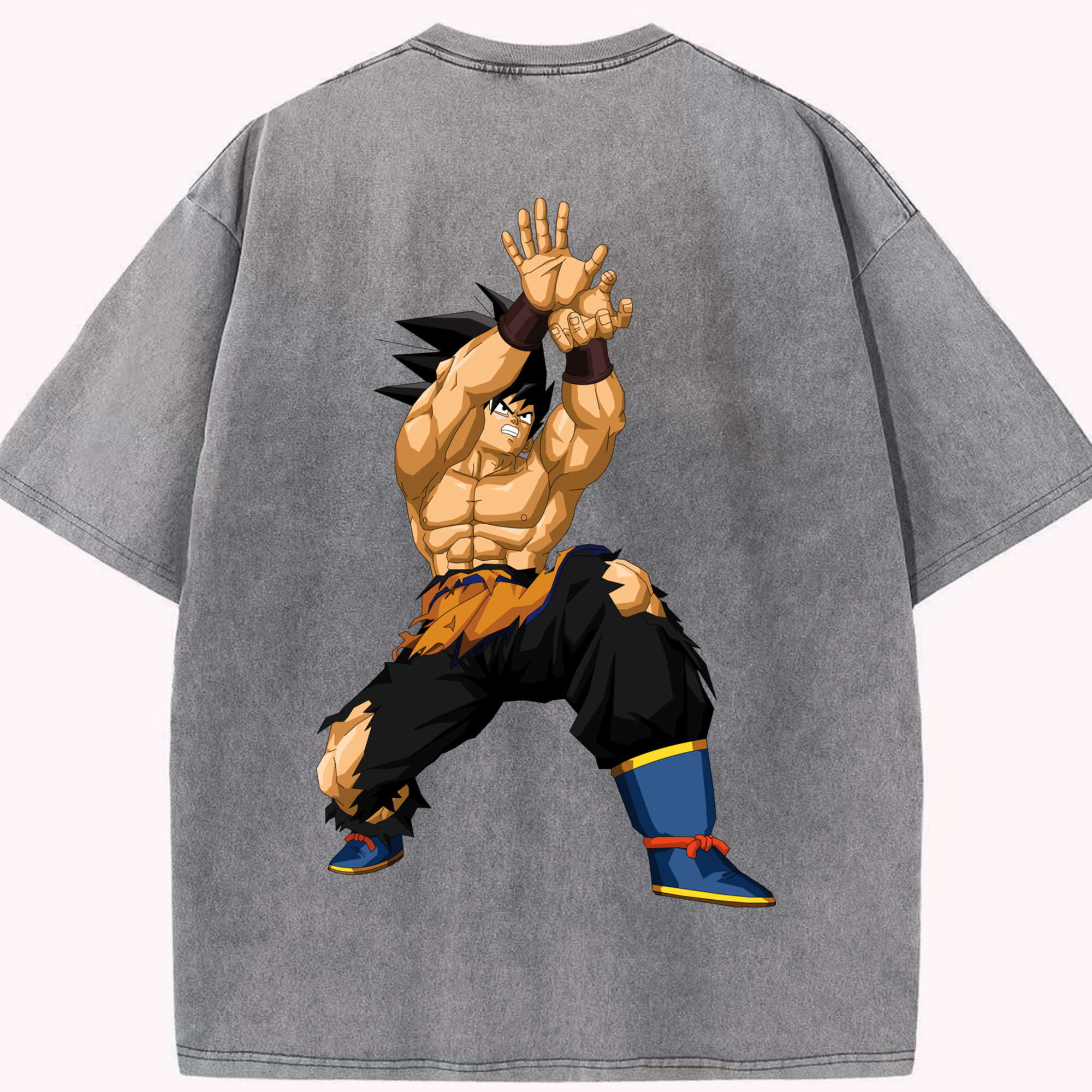 （画像用） ドラゴンボール 孫悟空（そん ごくう）Son Goku カカロット DRAGON BALL Kakarotto 綿100% ヴィンテージ風 半袖Tシャツ（背面プリント）