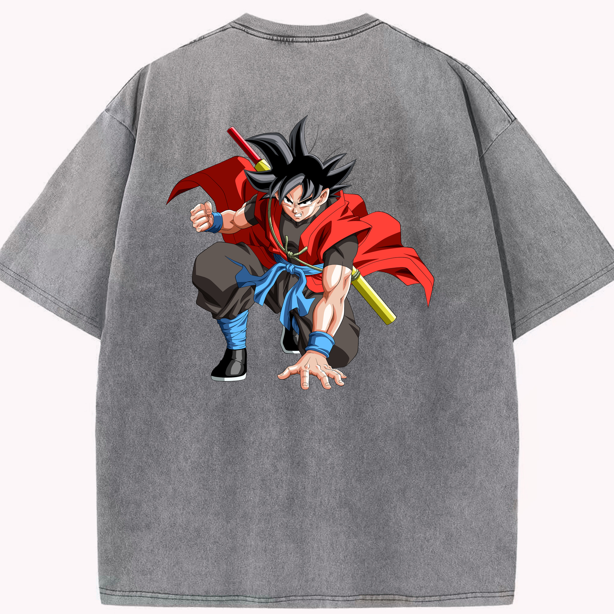 （画像用） ドラゴンボール 孫悟空（そん ごくう）Son Goku カカロット DRAGON BALL Kakarotto 綿100% ヴィンテージ風 半袖Tシャツ（背面プリント）