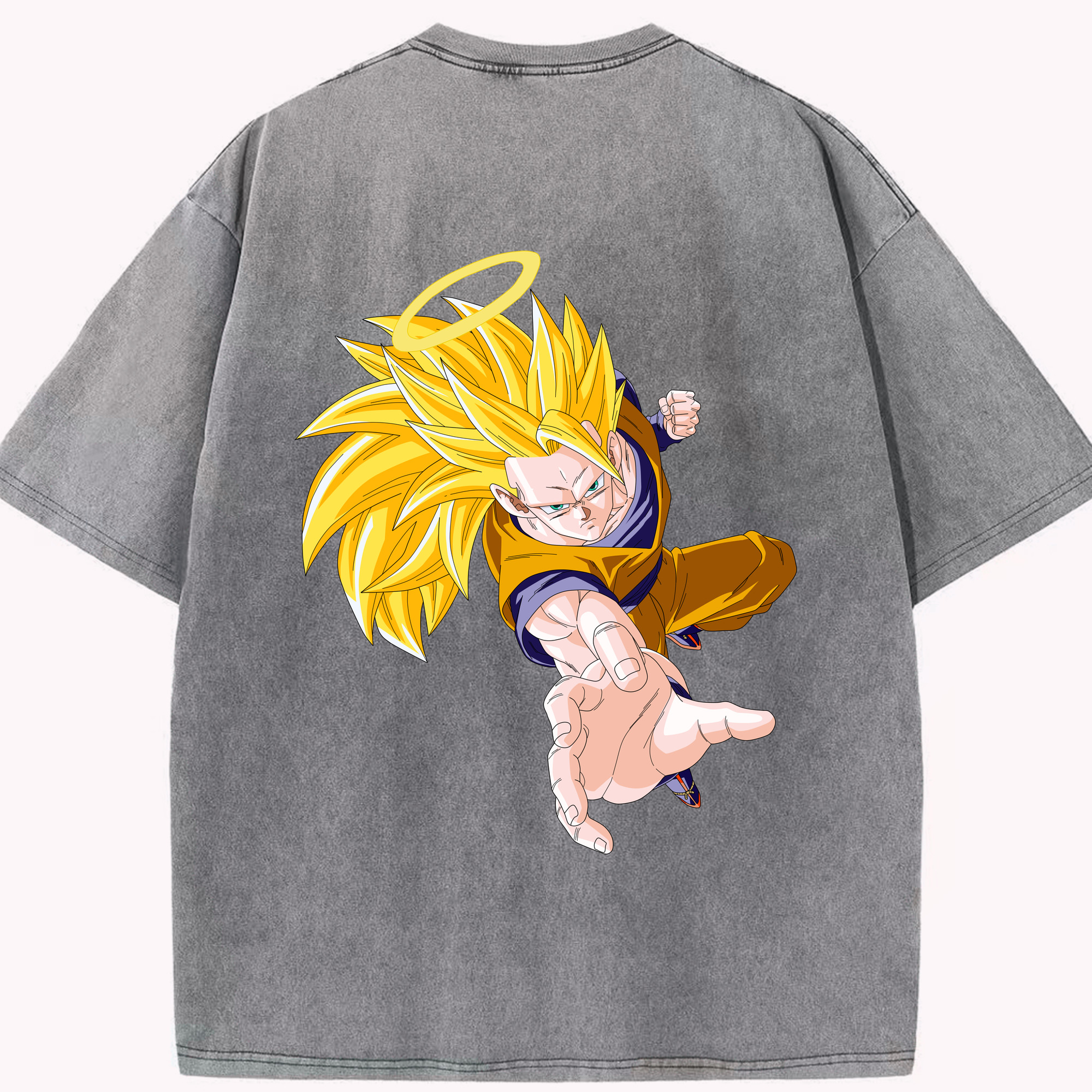 （画像用） ドラゴンボール 孫悟空（そん ごくう）Son Goku カカロット DRAGON BALL Kakarotto 綿100% ヴィンテージ風 半袖Tシャツ（背面プリント）