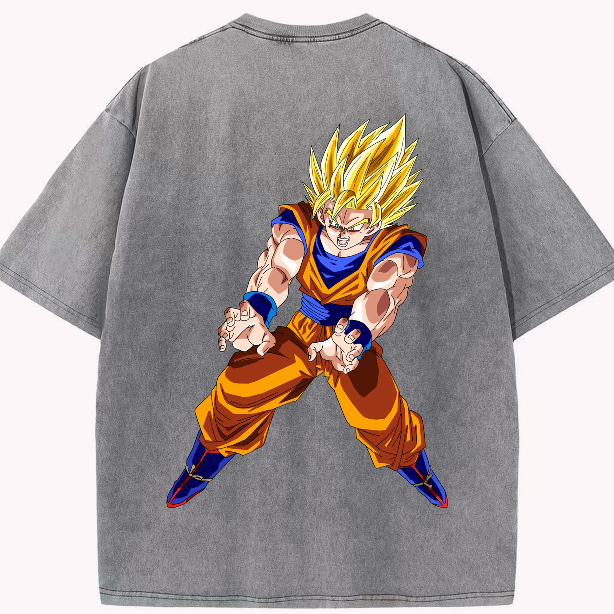 （画像用） ドラゴンボール 孫悟空（そん ごくう）Son Goku カカロット DRAGON BALL Kakarotto 綿100% ヴィンテージ風 半袖Tシャツ（背面プリント）