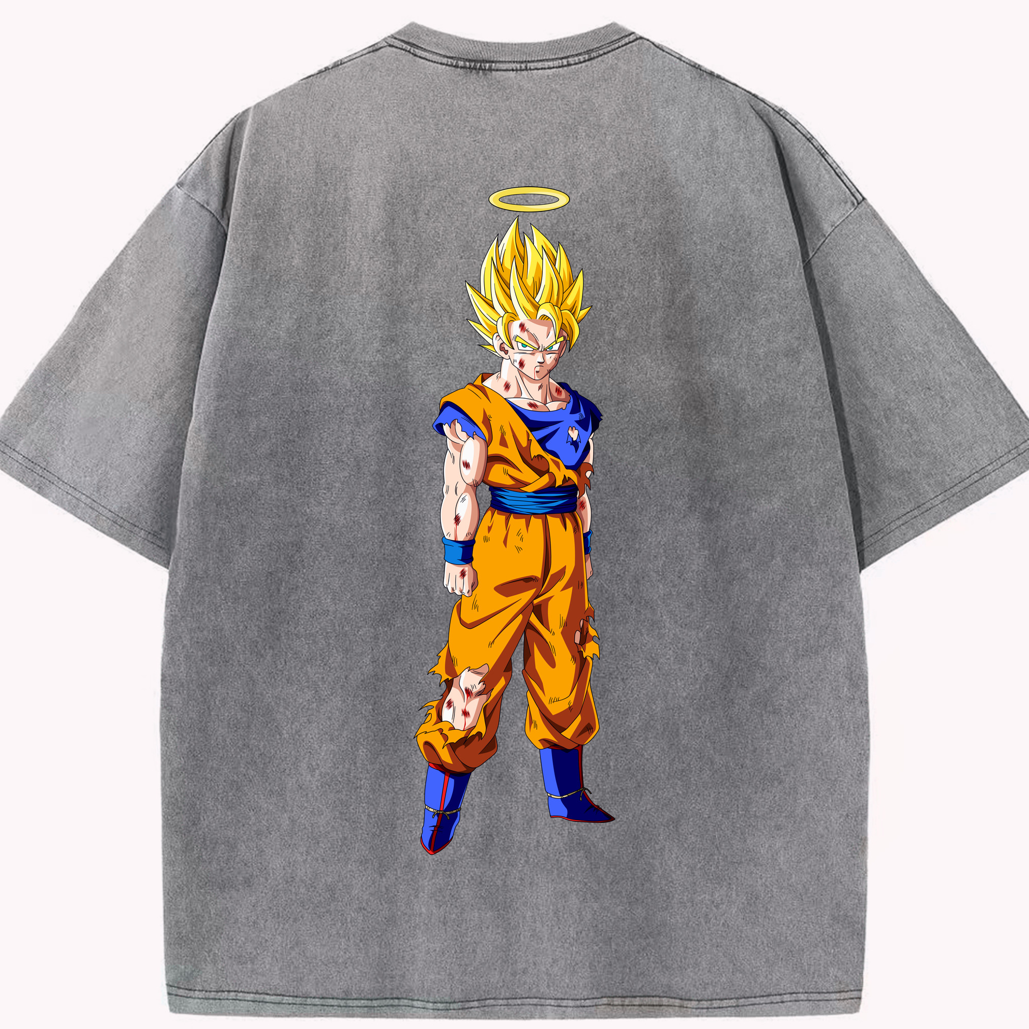 （画像用） ドラゴンボール 孫悟空（そん ごくう）Son Goku カカロット DRAGON BALL Kakarotto 綿100% ヴィンテージ風 半袖Tシャツ（背面プリント）