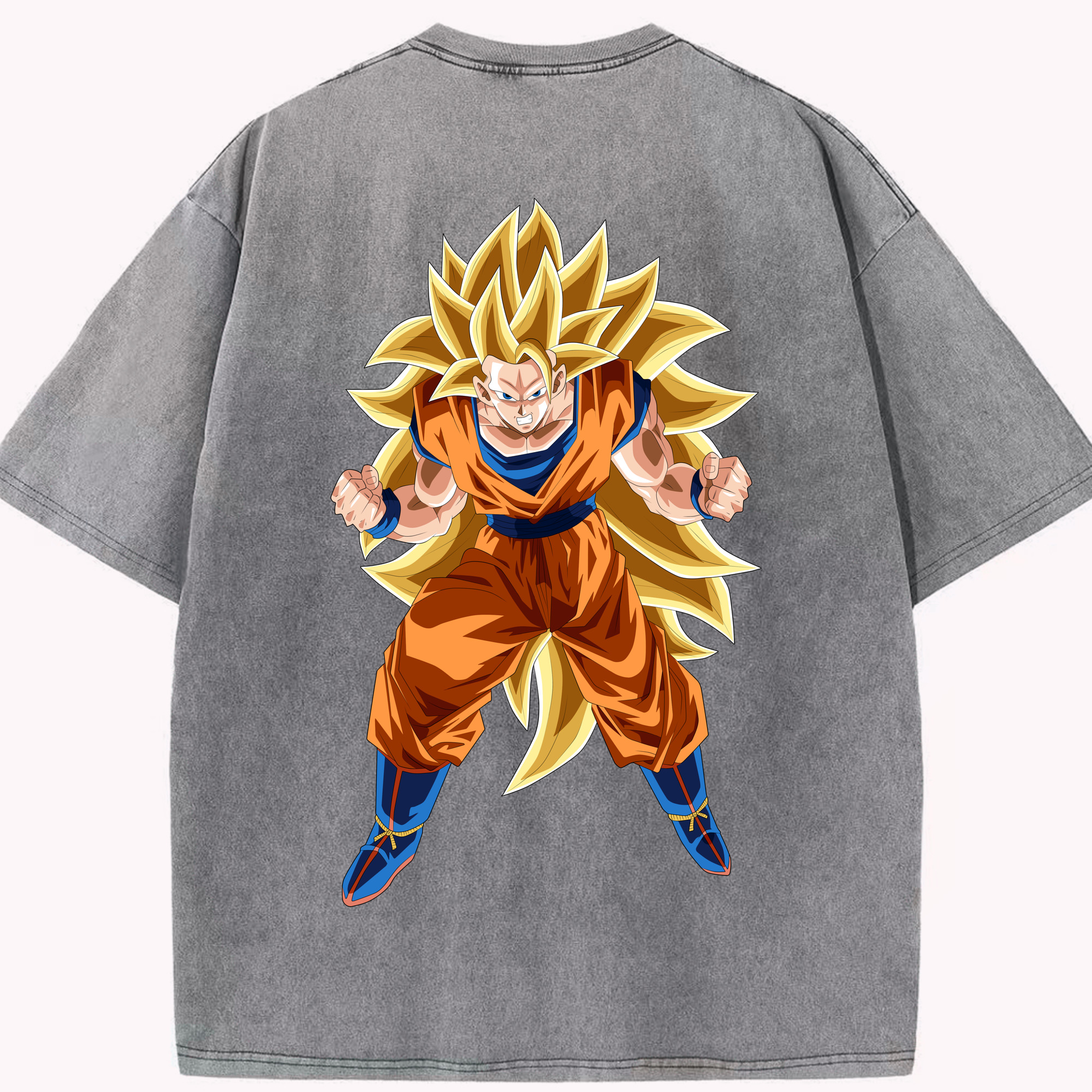 （画像用） ドラゴンボール 孫悟空（そん ごくう）Son Goku カカロット DRAGON BALL Kakarotto 綿100% ヴィンテージ風 半袖Tシャツ（背面プリント）