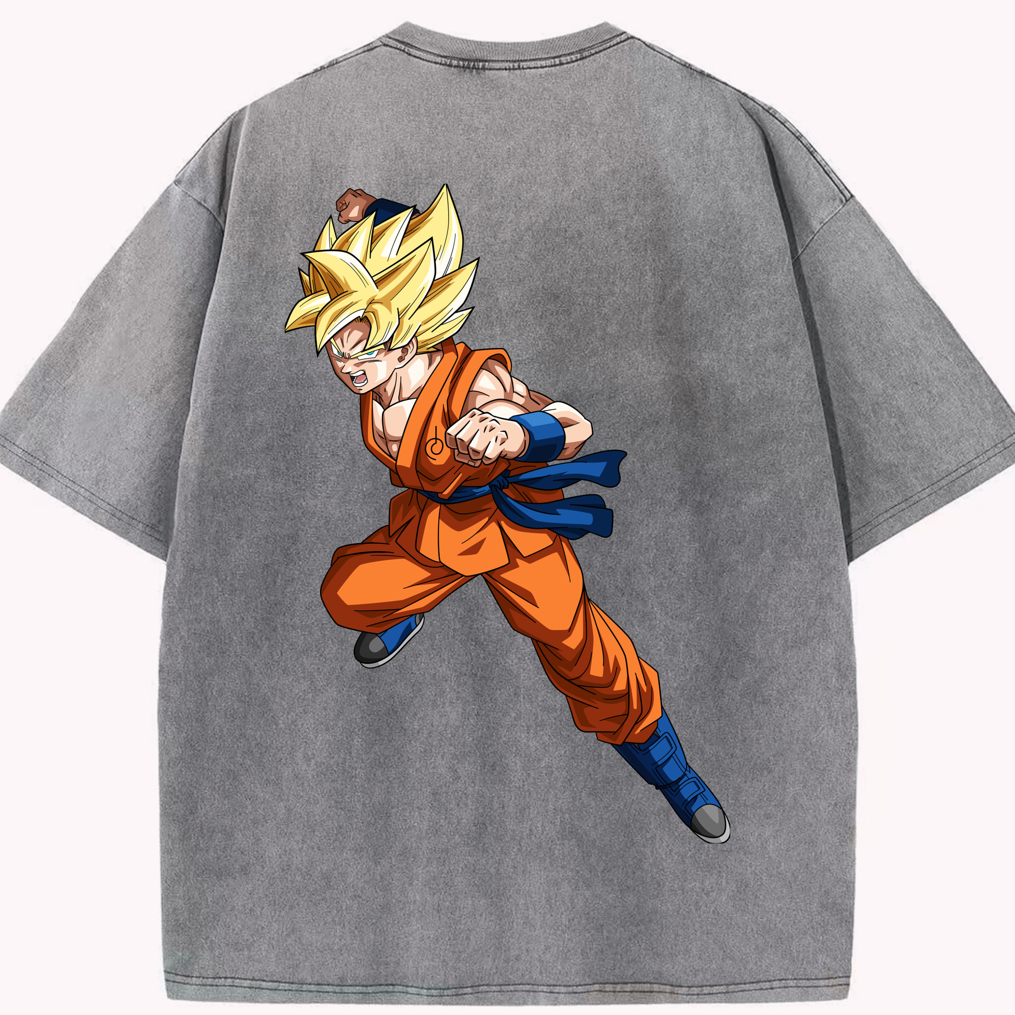 （画像用） ドラゴンボール 孫悟空（そん ごくう）Son Goku カカロット DRAGON BALL Kakarotto 綿100% ヴィンテージ風 半袖Tシャツ（背面プリント）