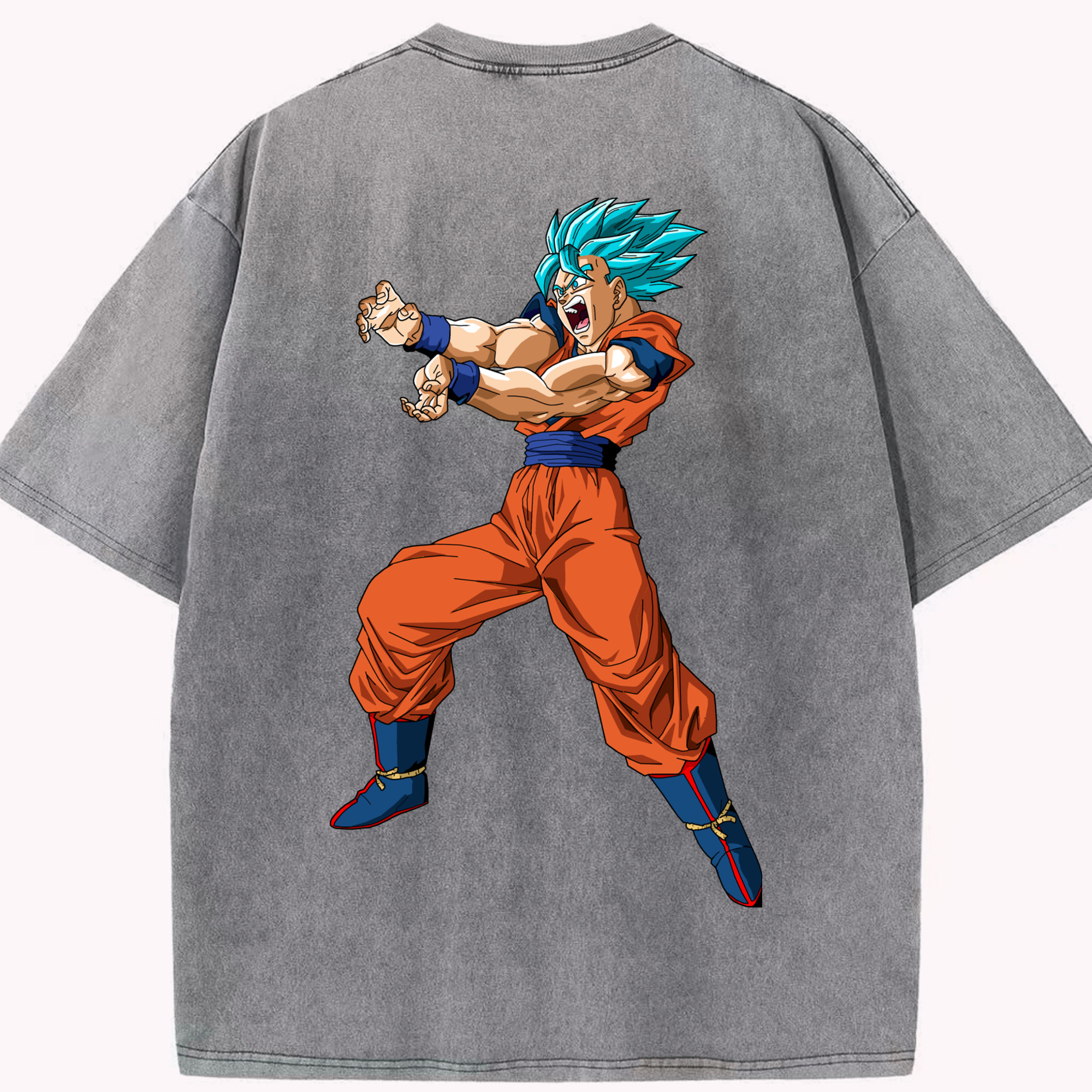 （画像用） ドラゴンボール 孫悟空（そん ごくう）Son Goku カカロット DRAGON BALL Kakarotto 綿100% ヴィンテージ風 半袖Tシャツ（背面プリント）