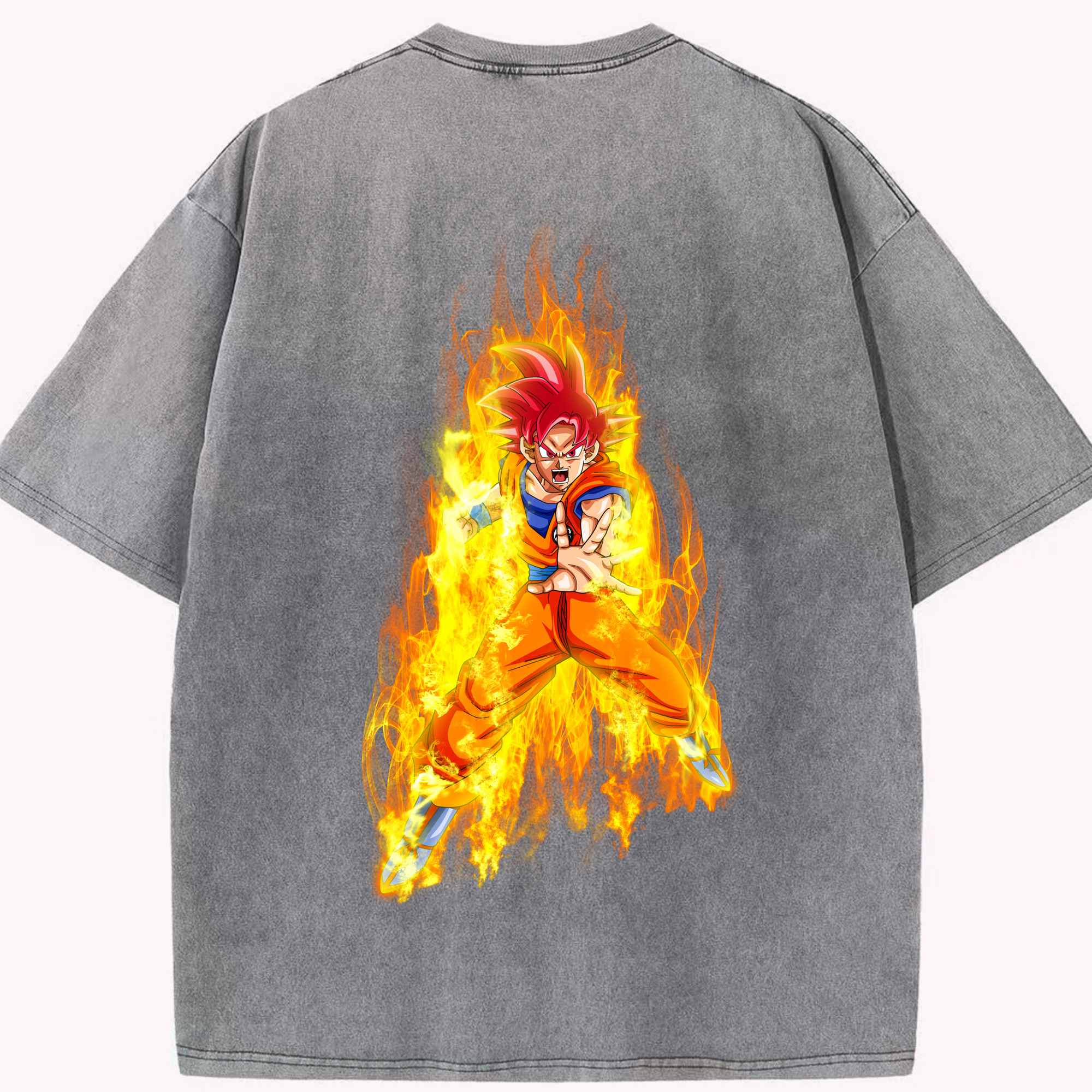 （画像用） ドラゴンボール 孫悟空（そん ごくう）Son Goku カカロット DRAGON BALL Kakarotto 綿100% ヴィンテージ風 半袖Tシャツ（背面プリント）