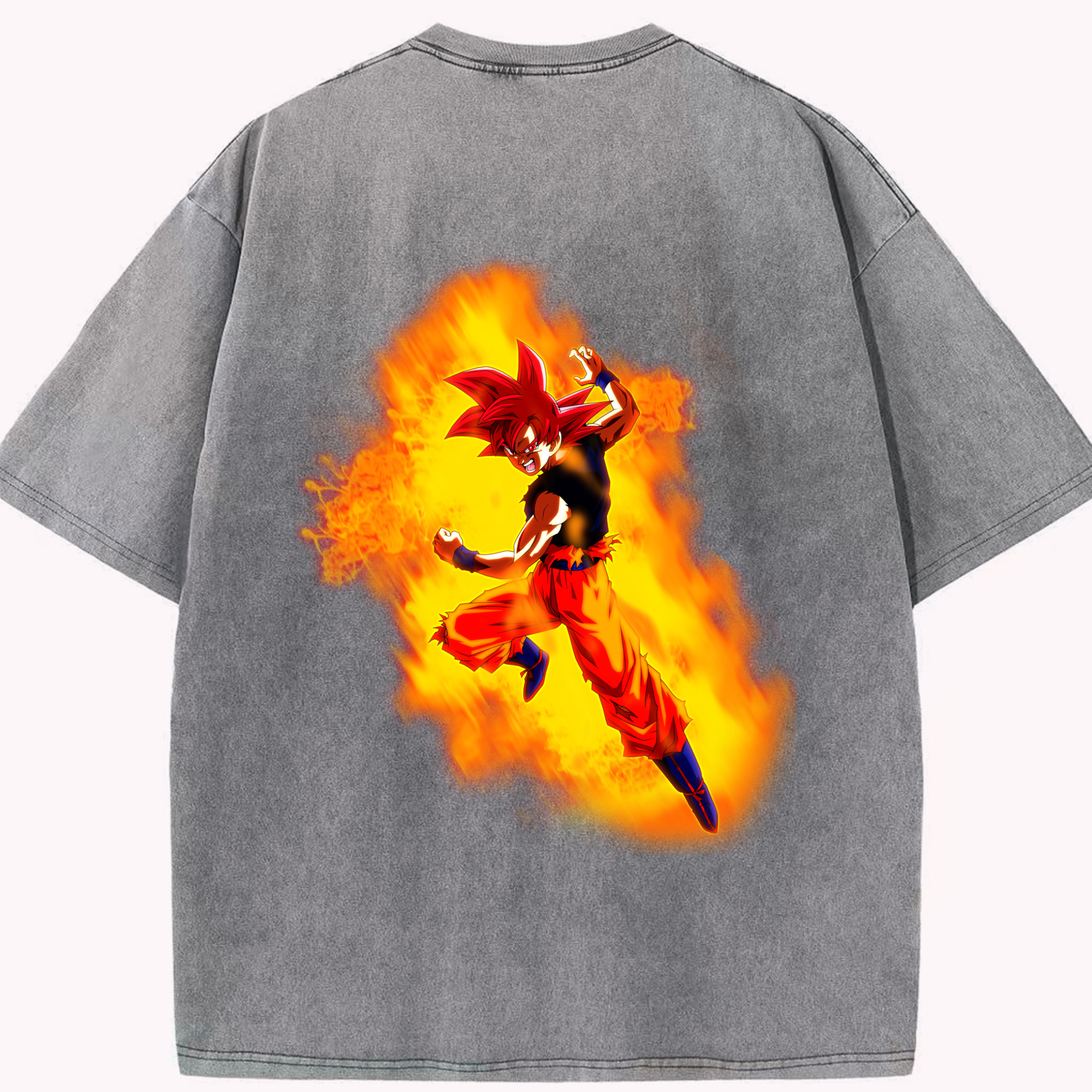 （画像用） ドラゴンボール 孫悟空（そん ごくう）Son Goku カカロット DRAGON BALL Kakarotto 綿100% ヴィンテージ風 半袖Tシャツ（背面プリント）