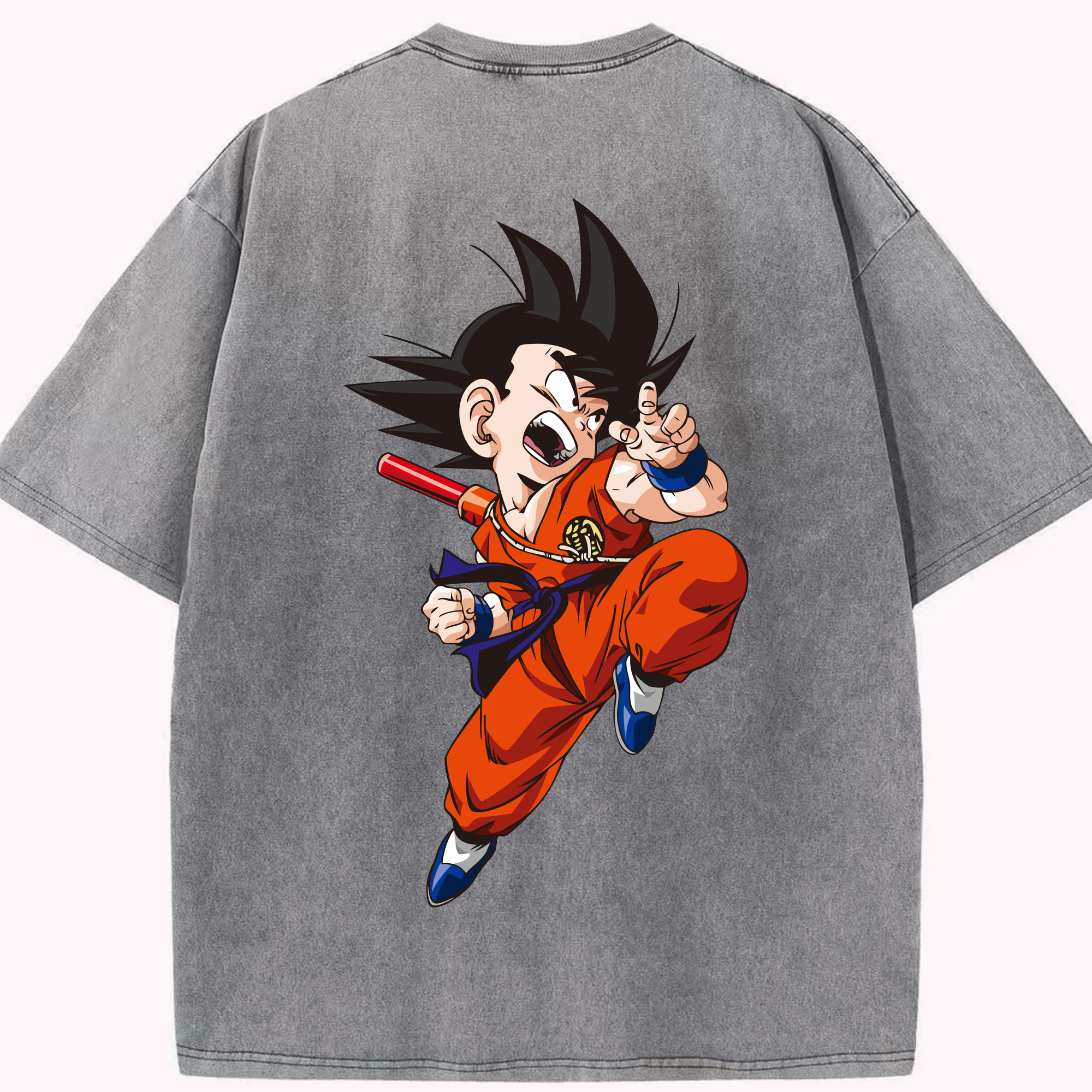（画像用） ドラゴンボール 孫悟空（そん ごくう）Son Goku カカロット DRAGON BALL Kakarotto 綿100% ヴィンテージ風 半袖Tシャツ（背面プリント）