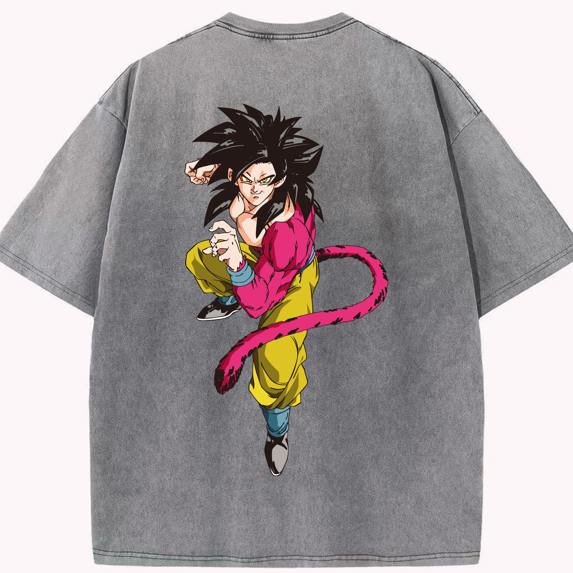 （画像用） ドラゴンボール 孫悟空（そん ごくう）Son Goku カカロット DRAGON BALL Kakarotto 綿100% ヴィンテージ風 半袖Tシャツ（背面プリント）