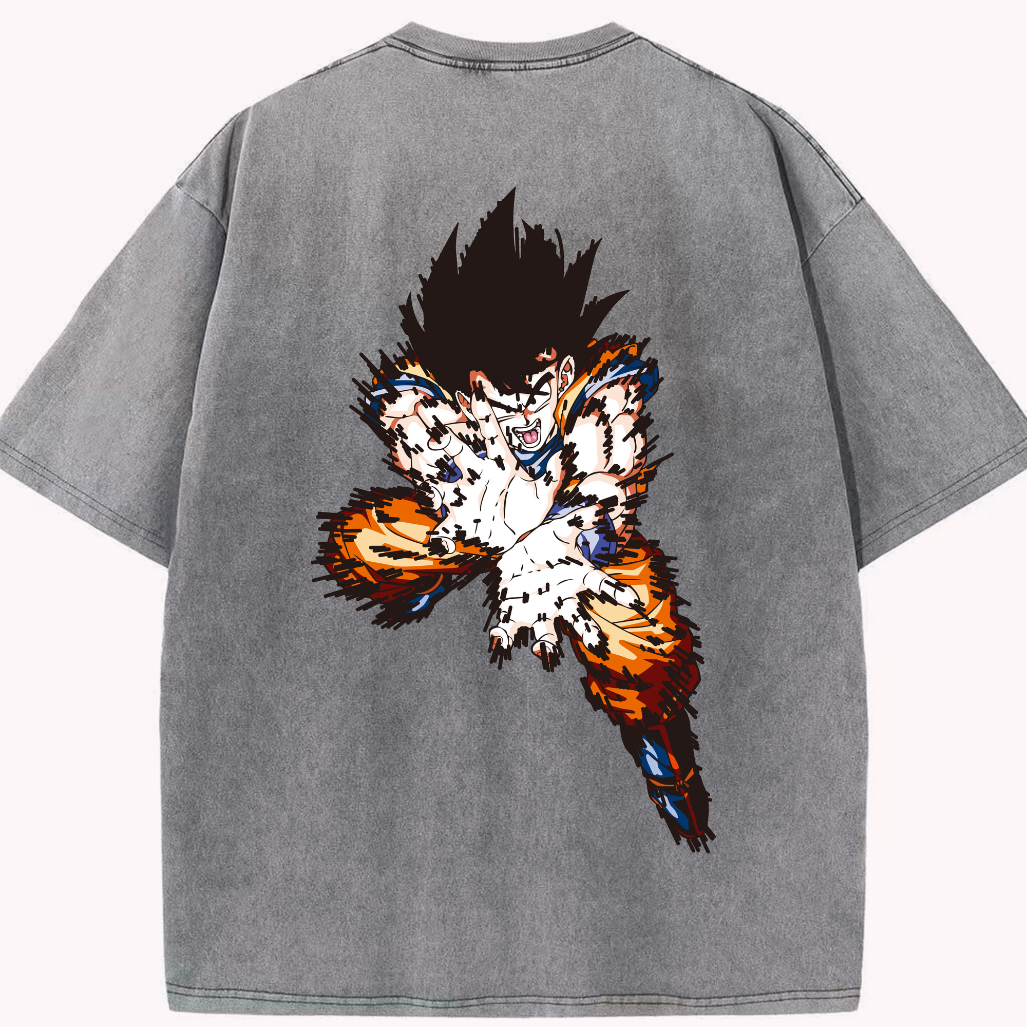 （画像用） ドラゴンボール 孫悟空（そん ごくう）Son Goku カカロット DRAGON BALL Kakarotto 綿100% ヴィンテージ風 半袖Tシャツ（背面プリント）