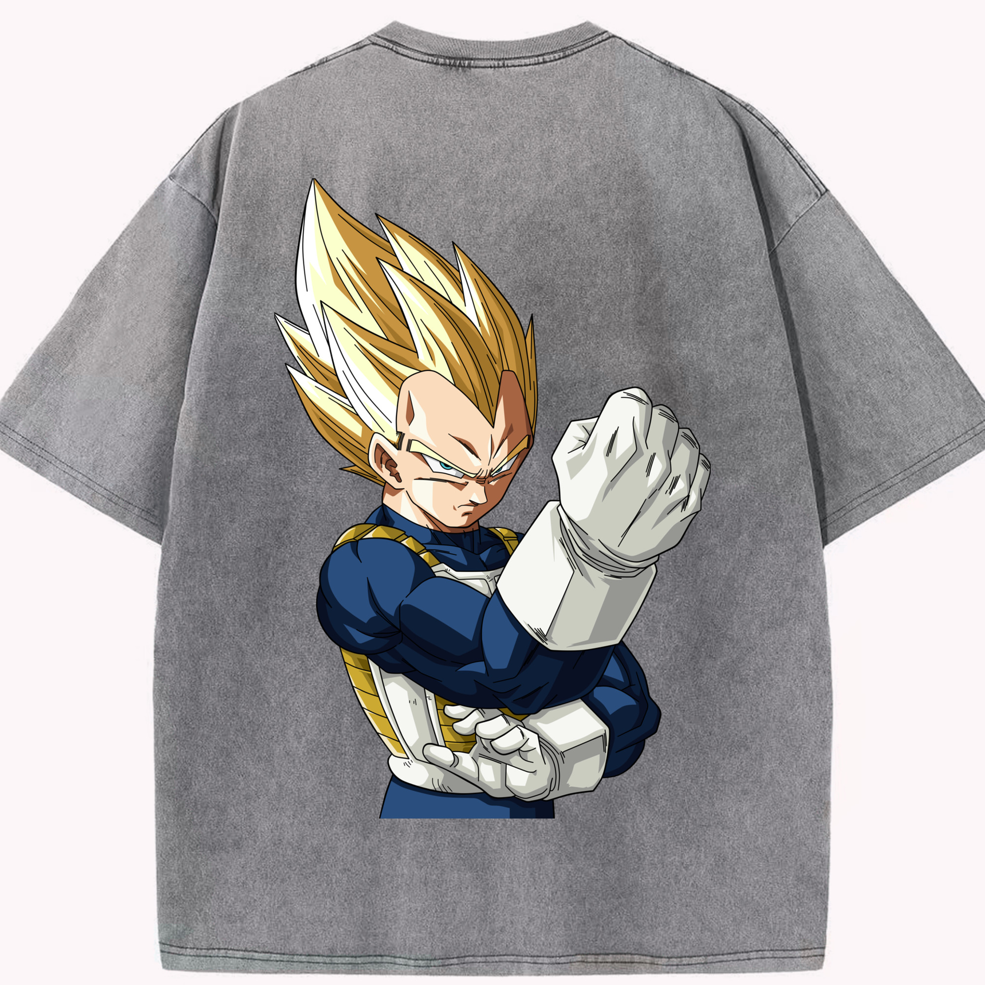 （画像用） ドラゴンボール ベジータ四世（Bejīta Yonsei）DRAGON BALL Vegeta IV 綿100% ヴィンテージ風 半袖Tシャツ（背面プリント）