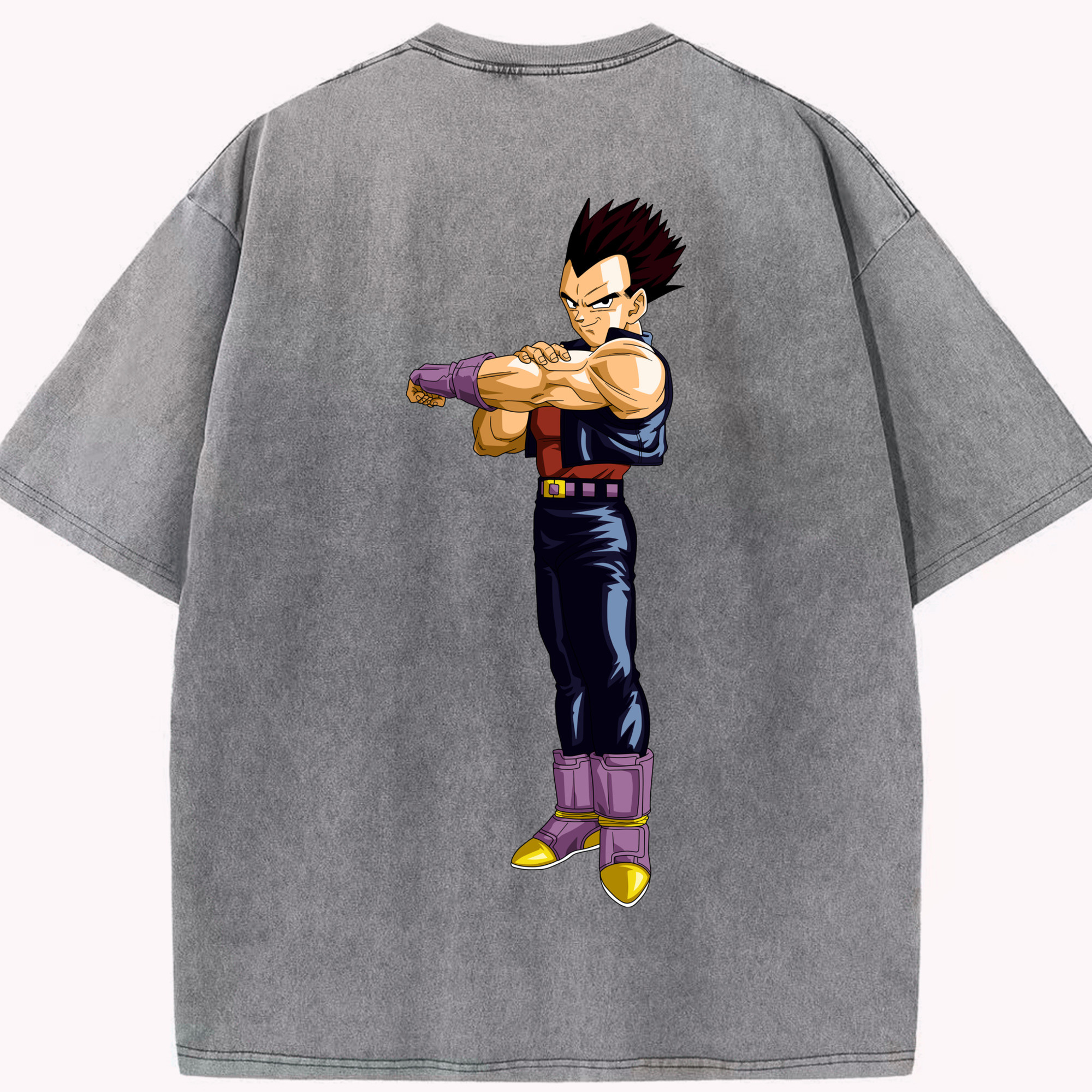 （画像用） ドラゴンボール ベジータ四世（Bejīta Yonsei）DRAGON BALL Vegeta IV 綿100% ヴィンテージ風 半袖Tシャツ（背面プリント）