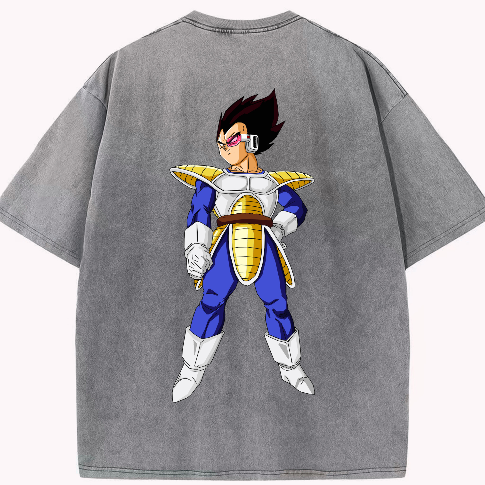 （画像用） ドラゴンボール ベジータ四世（Bejīta Yonsei）DRAGON BALL Vegeta IV 綿100% ヴィンテージ風 半袖Tシャツ（背面プリント）