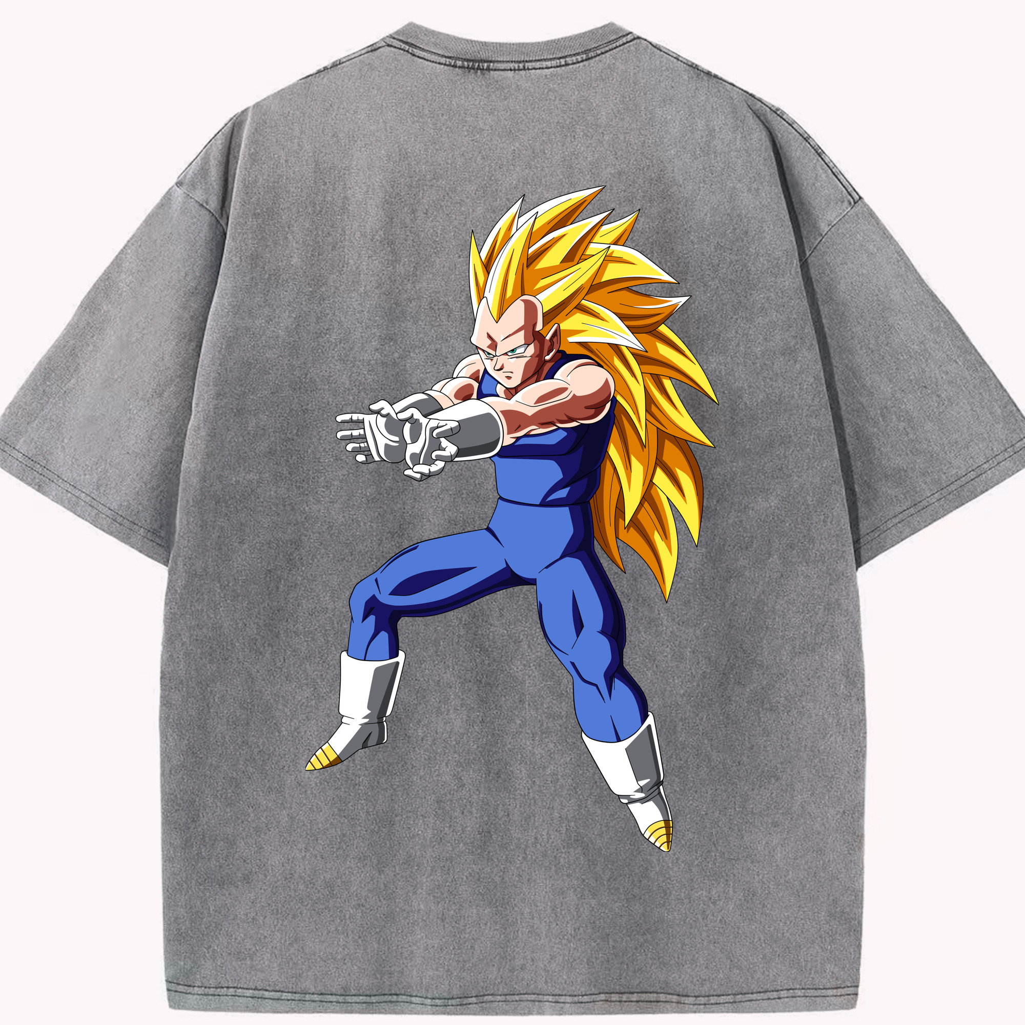 （画像用） ドラゴンボール ベジータ四世（Bejīta Yonsei）DRAGON BALL Vegeta IV 綿100% ヴィンテージ風 半袖Tシャツ（背面プリント）