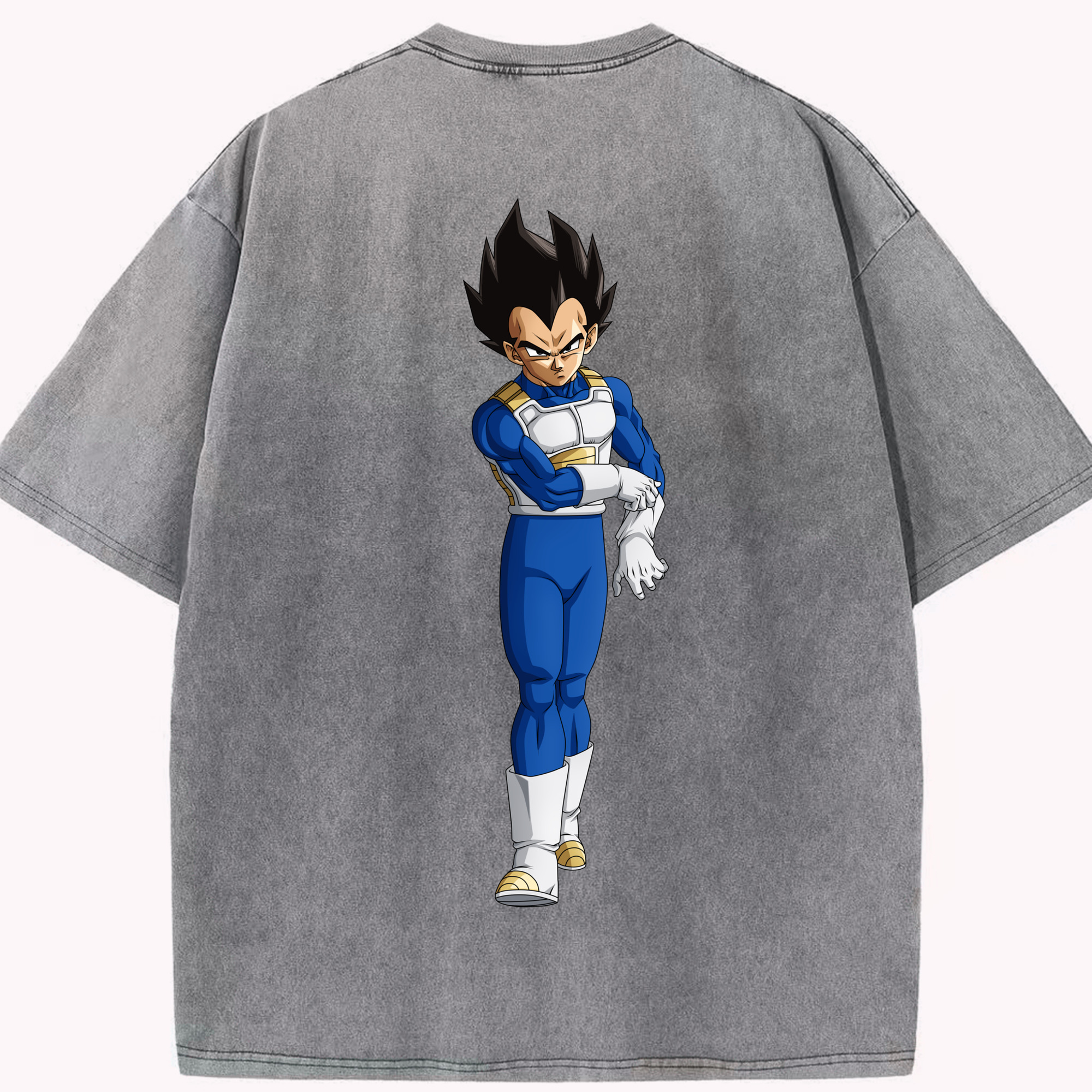 （画像用） ドラゴンボール ベジータ四世（Bejīta Yonsei）DRAGON BALL Vegeta IV 綿100% ヴィンテージ風 半袖Tシャツ（背面プリント）