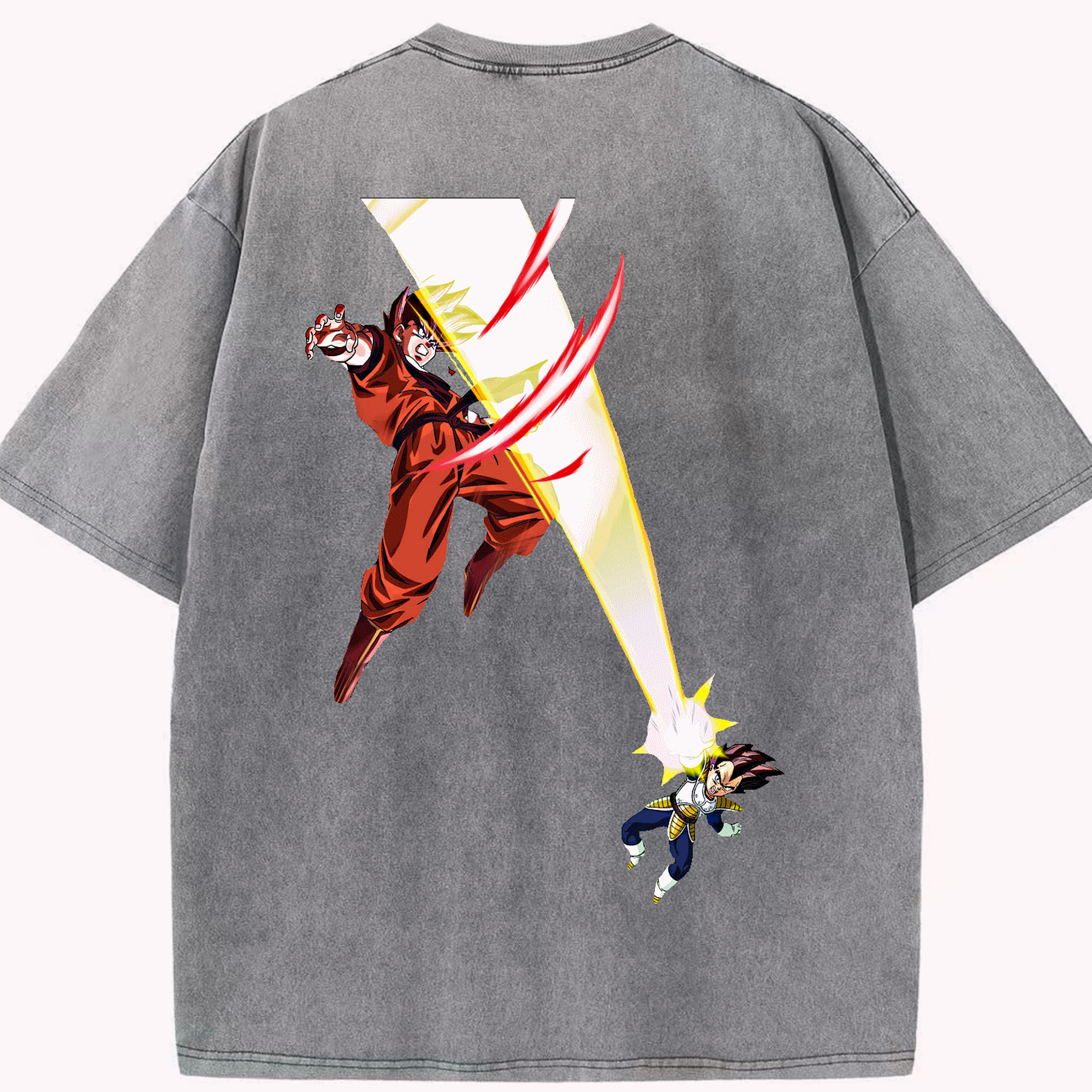 （画像用） ドラゴンボール ベジータ四世（Bejīta Yonsei）DRAGON BALL Vegeta IV 綿100% ヴィンテージ風 半袖Tシャツ（背面プリント）