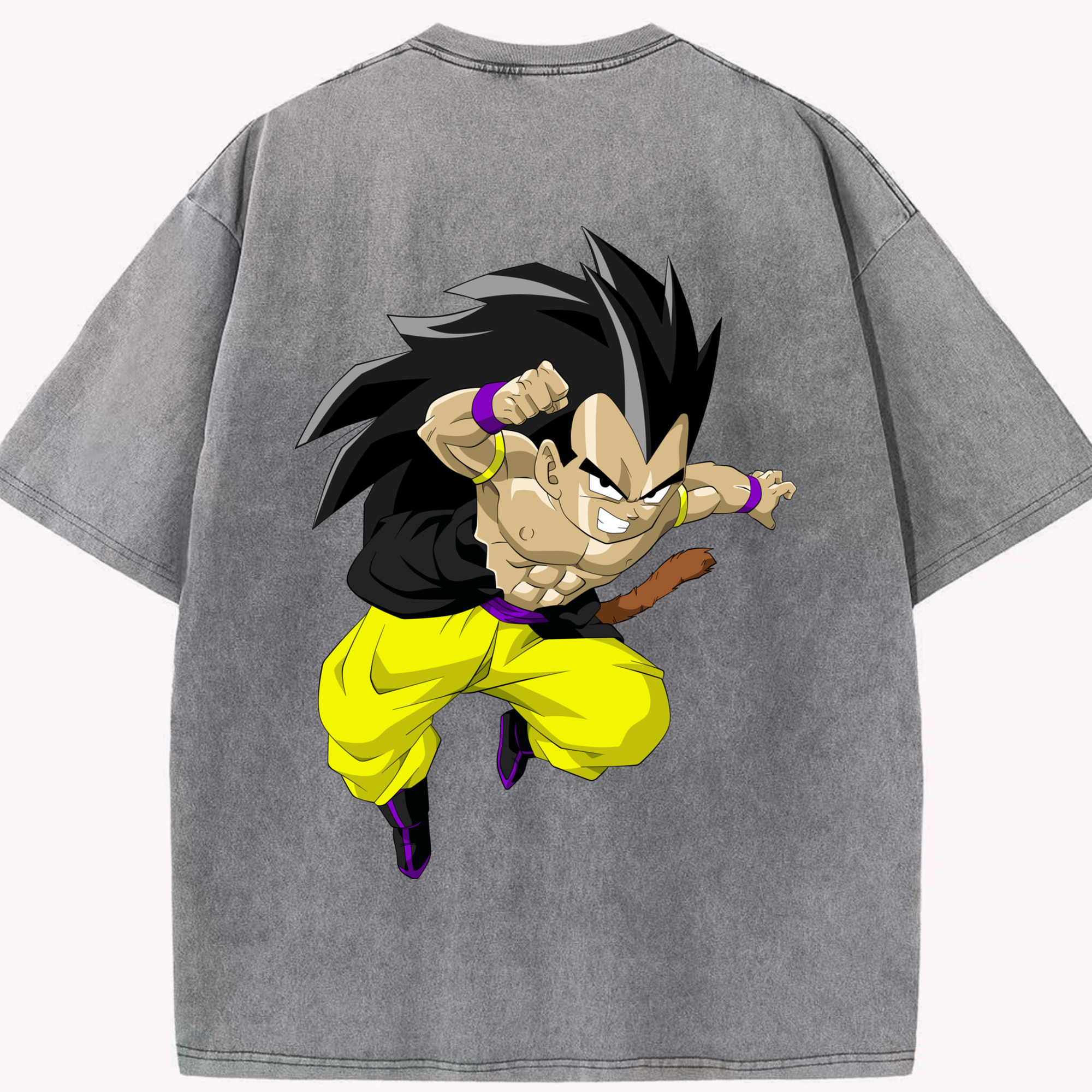 （画像用） ドラゴンボール ベジータ四世（Bejīta Yonsei）DRAGON BALL Vegeta IV 綿100% ヴィンテージ風 半袖Tシャツ（背面プリント）