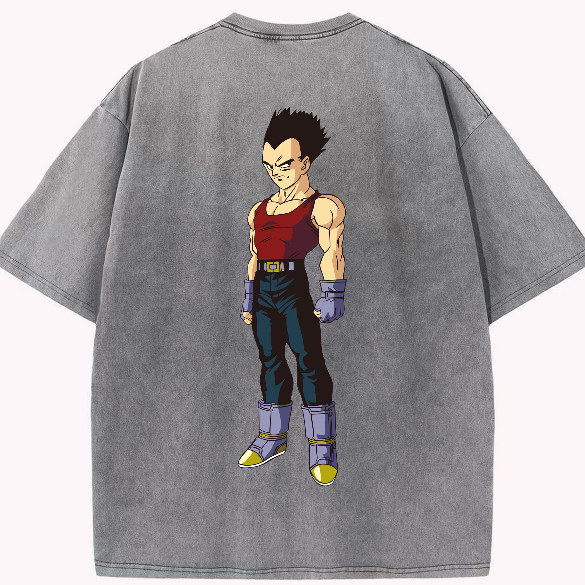 （画像用） ドラゴンボール ベジータ四世（Bejīta Yonsei）DRAGON BALL Vegeta IV 綿100% ヴィンテージ風 半袖Tシャツ（背面プリント）