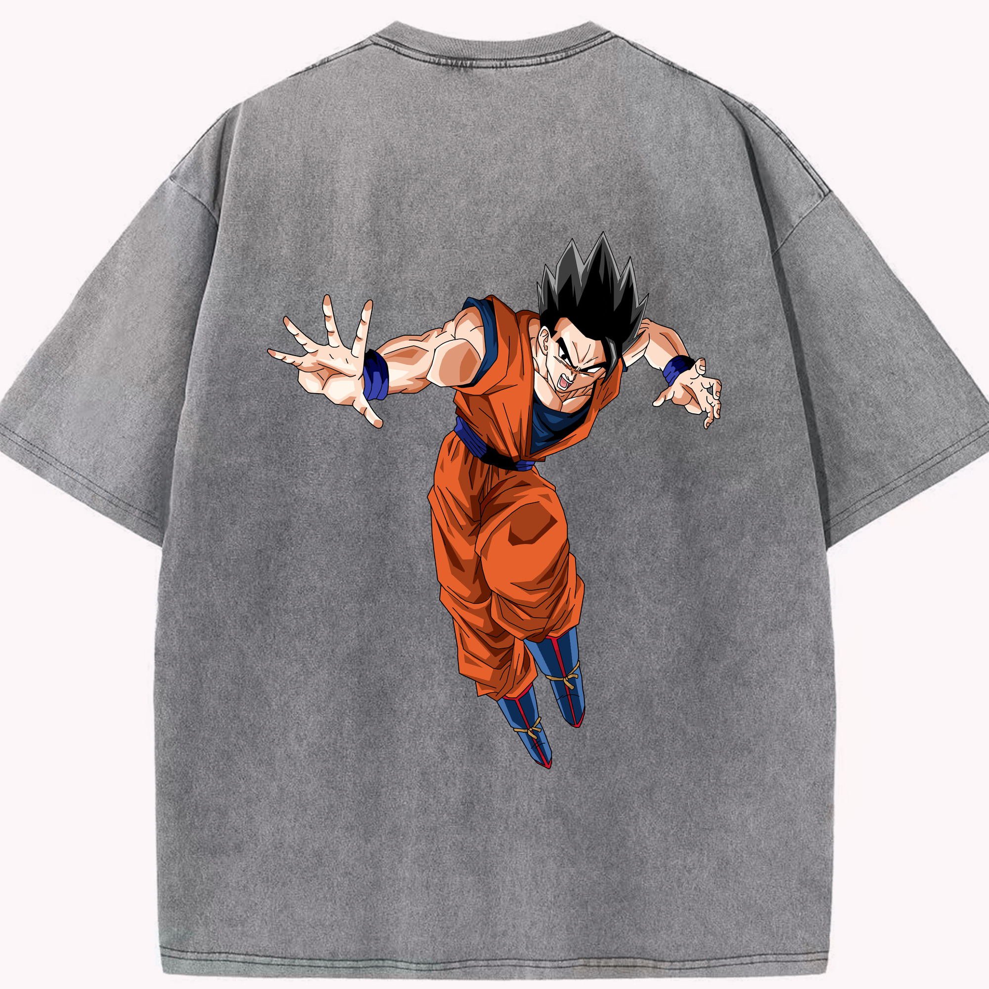 （画像用） ドラゴンボール 孫 悟飯（そんごはん）DRAGON BALL Son Gohan 綿100% ヴィンテージ風 半袖Tシャツ（背面プリント）