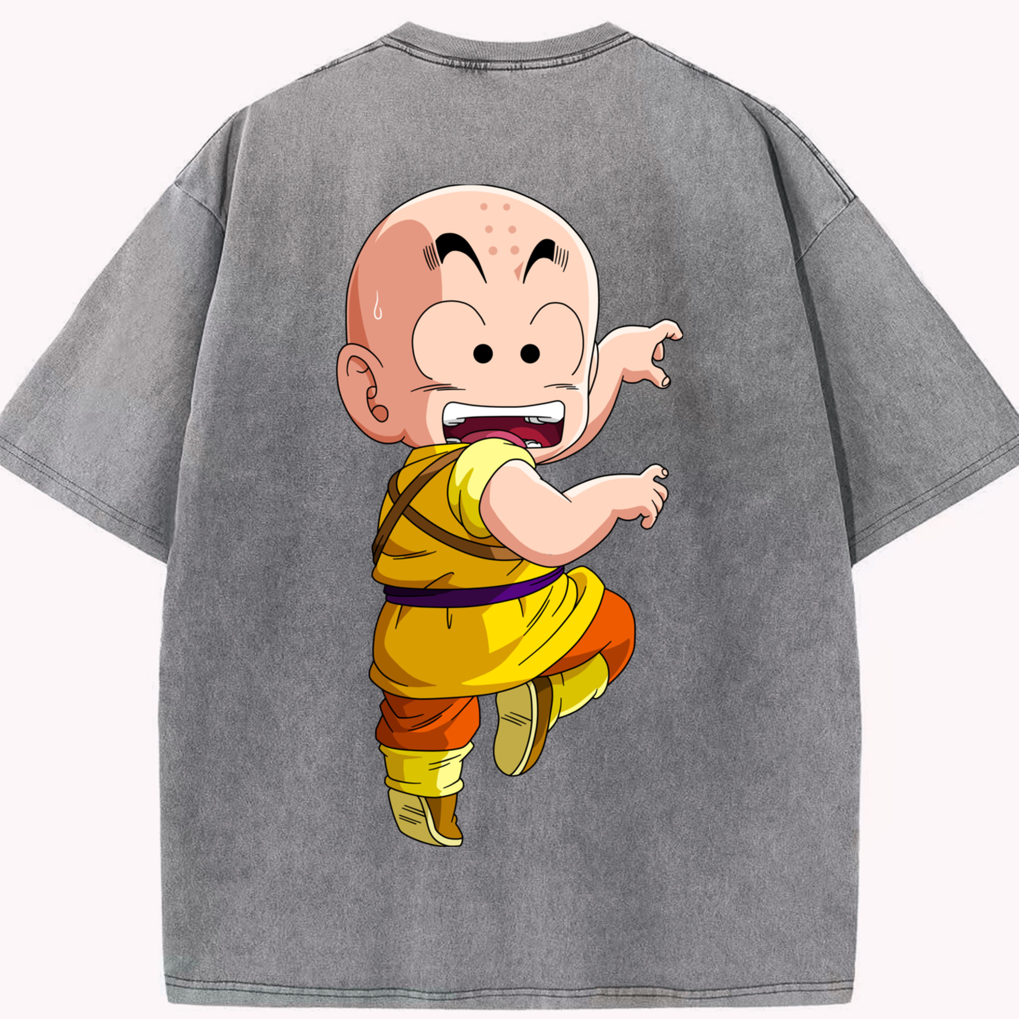 （画像用） ドラゴンボール クリリン DRAGON BALL krillin 綿100% ヴィンテージ風 半袖Tシャツ（背面プリント）