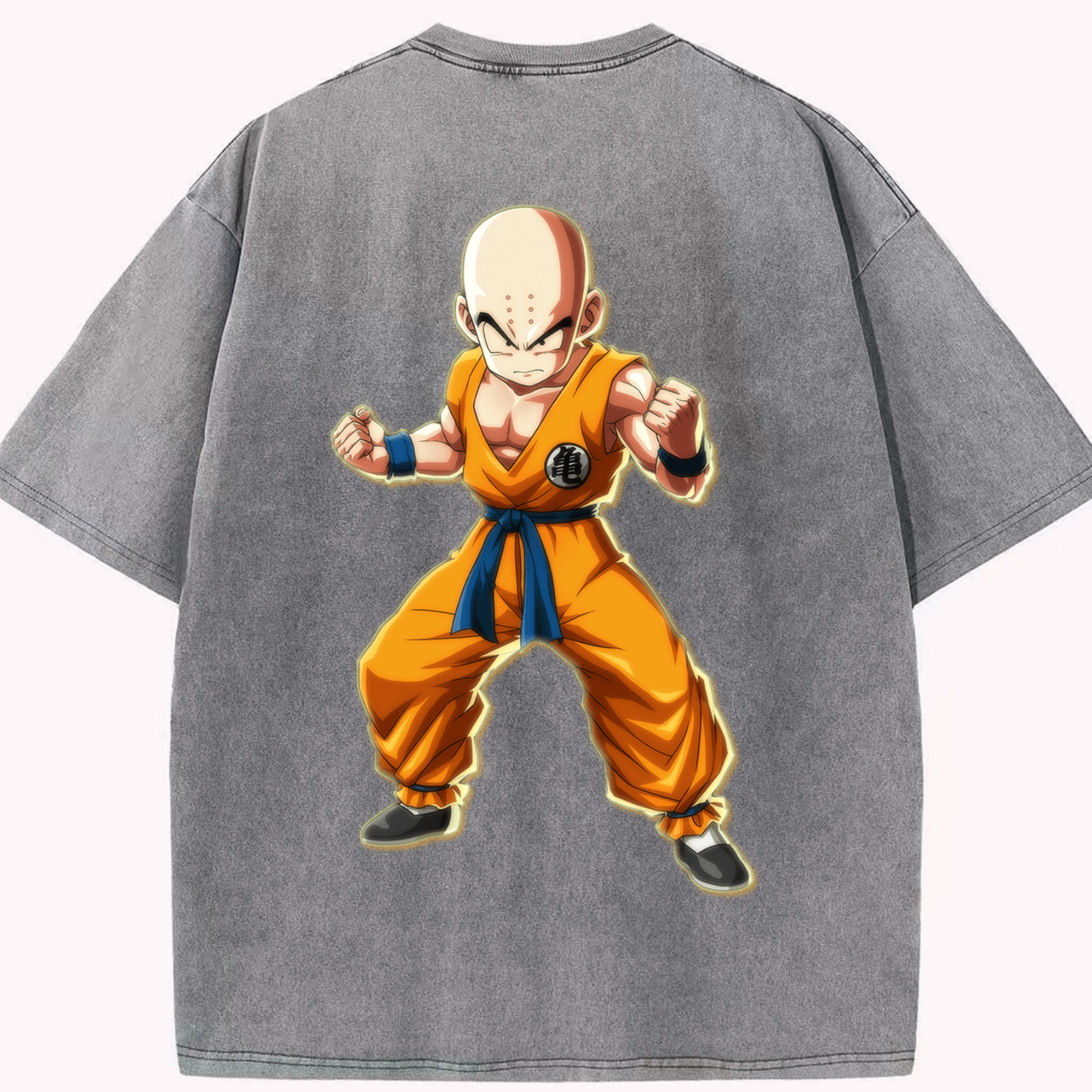 （画像用） ドラゴンボール クリリン DRAGON BALL krillin 綿100% ヴィンテージ風 半袖Tシャツ（背面プリント）
