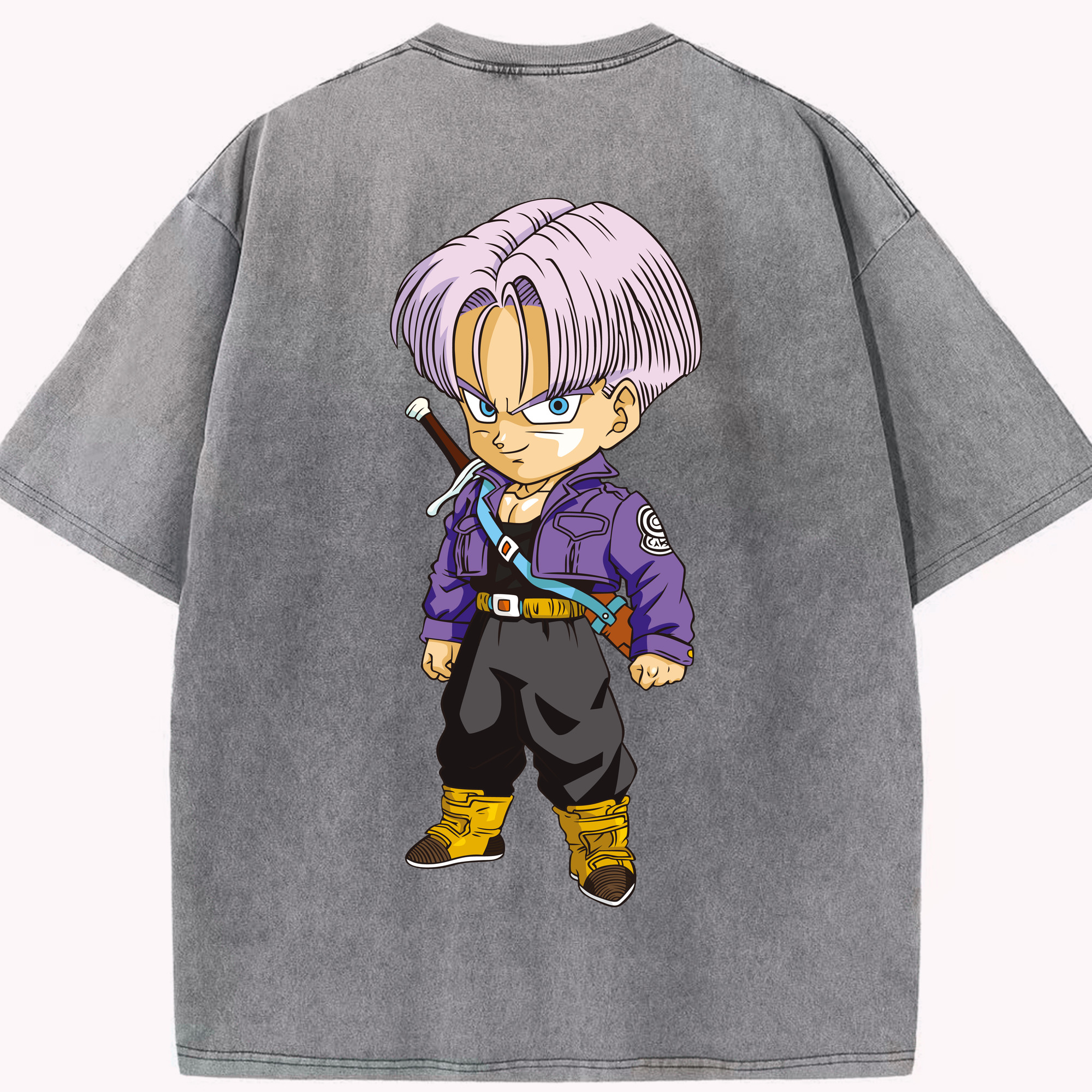 （画像用） ドラゴンボール トランクス（Torankusu）DRAGON BALL Trunks 綿100% ヴィンテージ風 半袖Tシャツ（背面プリント）
