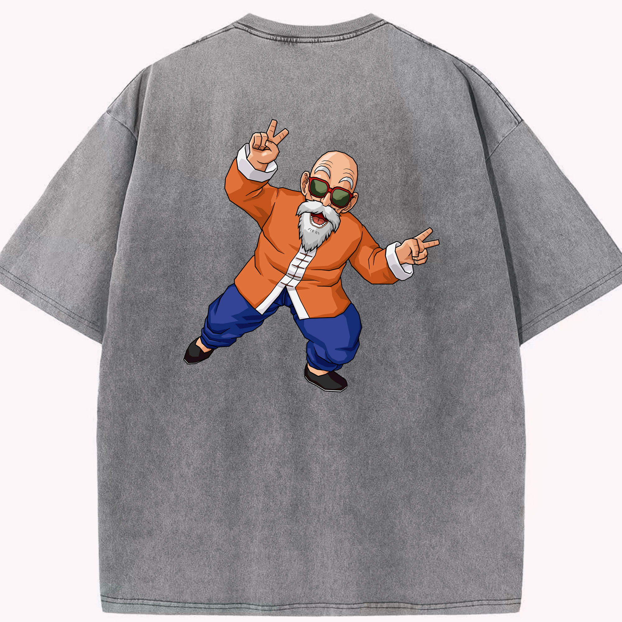 （画像用） ドラゴンボール 亀仙人（かめせんにん） DRAGON BALL Master Roshi Kame Sennin 綿100% ヴィンテージ風 半袖Tシャツ（背面プリント）