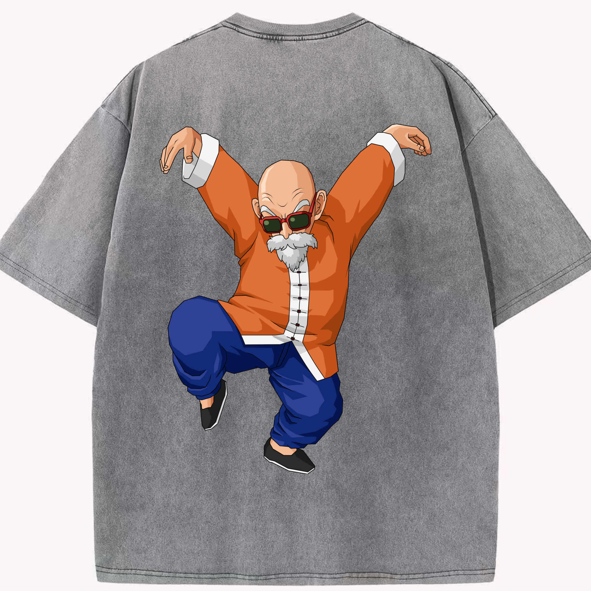 （画像用） ドラゴンボール 亀仙人（かめせんにん） DRAGON BALL Master Roshi Kame Sennin 綿100% ヴィンテージ風 半袖Tシャツ（背面プリント）
