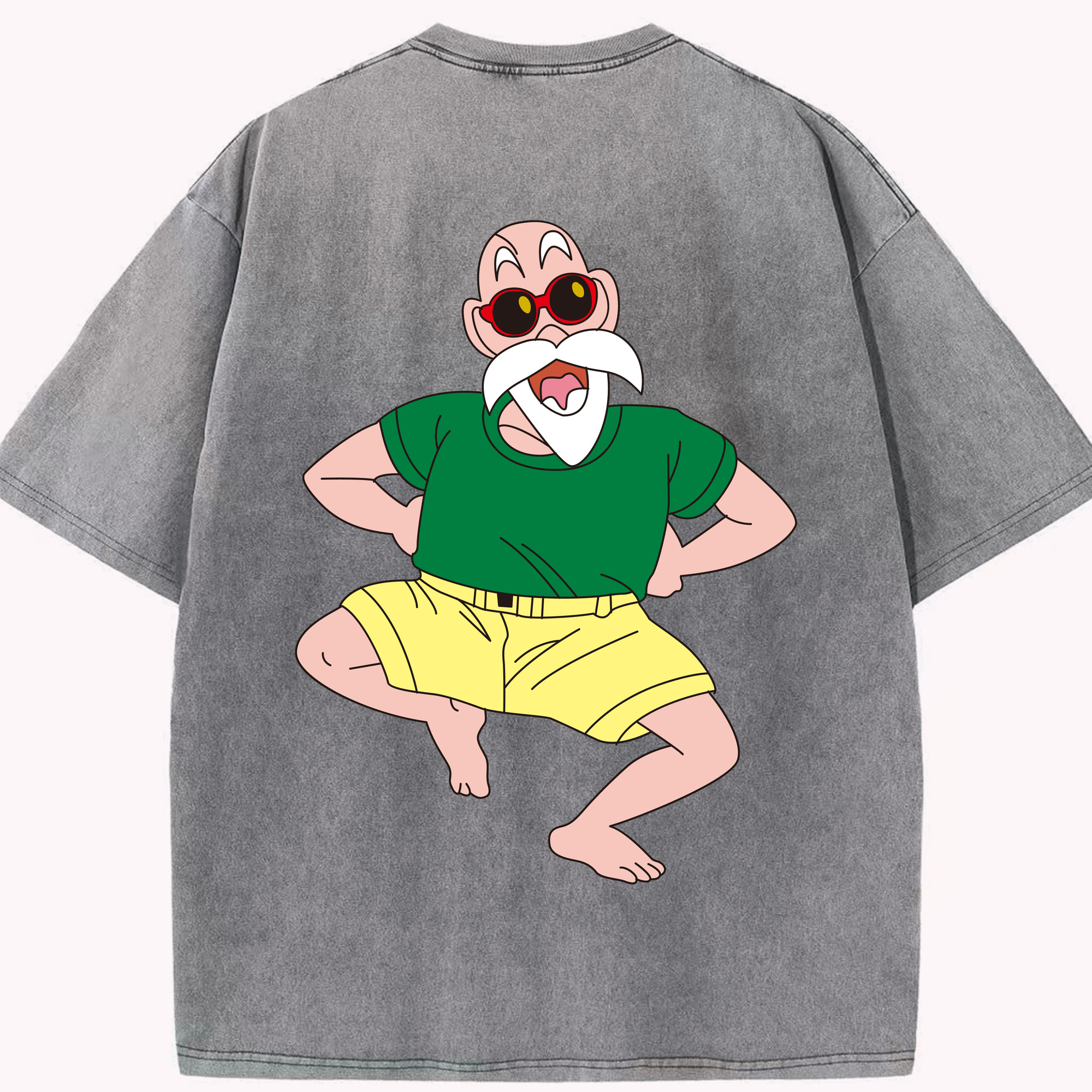 （画像用） ドラゴンボール 亀仙人（かめせんにん） DRAGON BALL Master Roshi Kame Sennin 綿100% ヴィンテージ風 半袖Tシャツ（背面プリント）