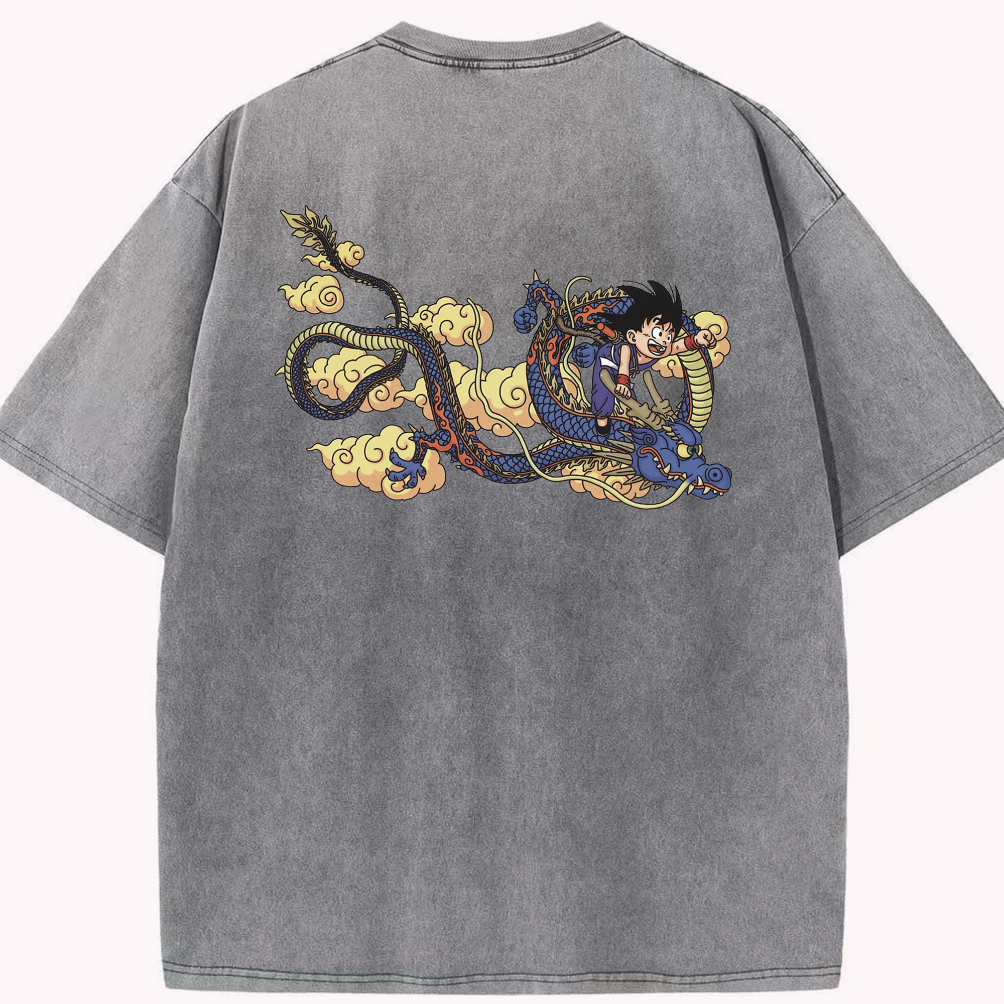 （画像用） ドラゴンボール 神龍 シェンロン DRAGON BALL Shenron 綿100% ヴィンテージ風 半袖Tシャツ（背面プリント）