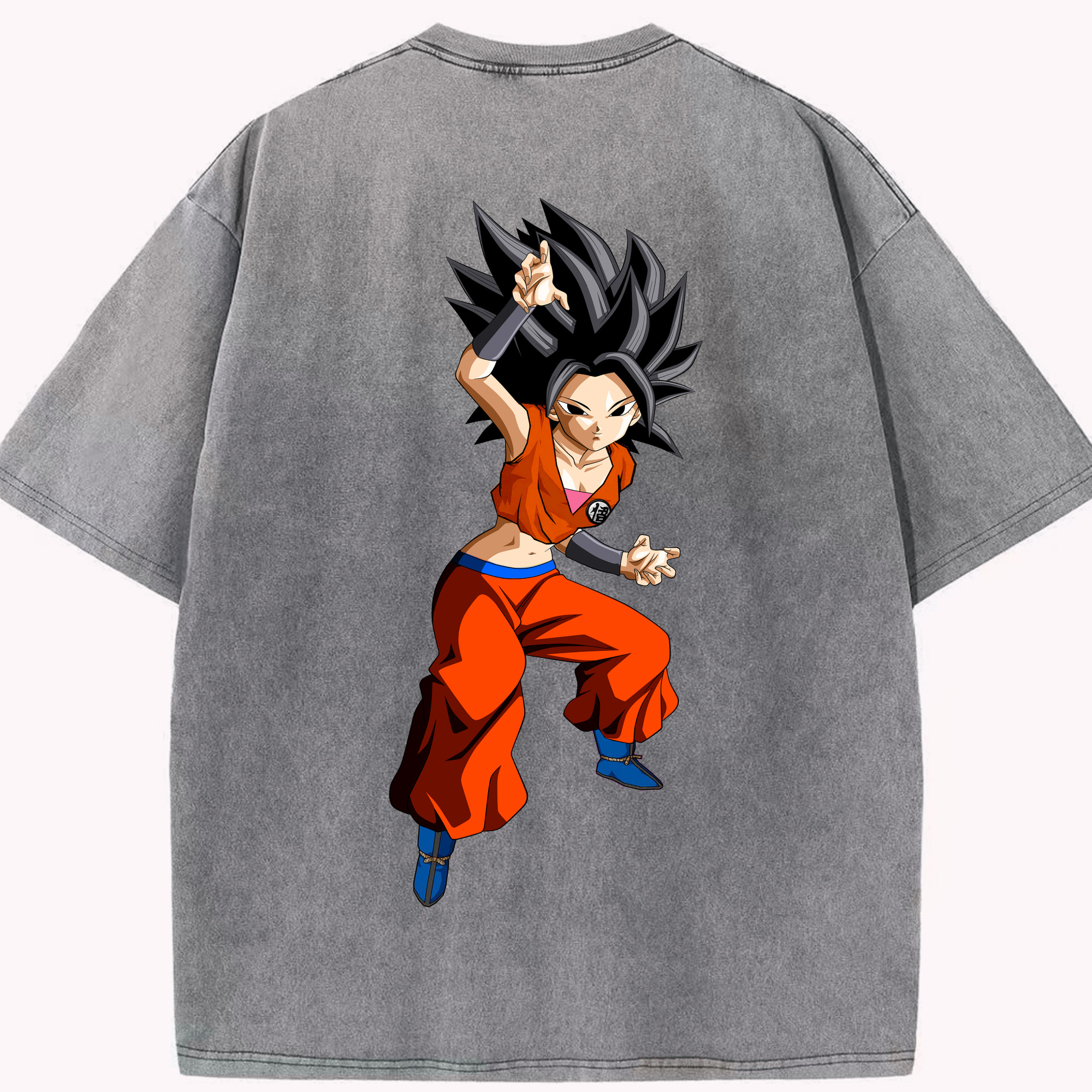 （画像用） ドラゴンボール カリフラ DRAGON BALL Caulifla 綿100% ヴィンテージ風 半袖Tシャツ（背面プリント）