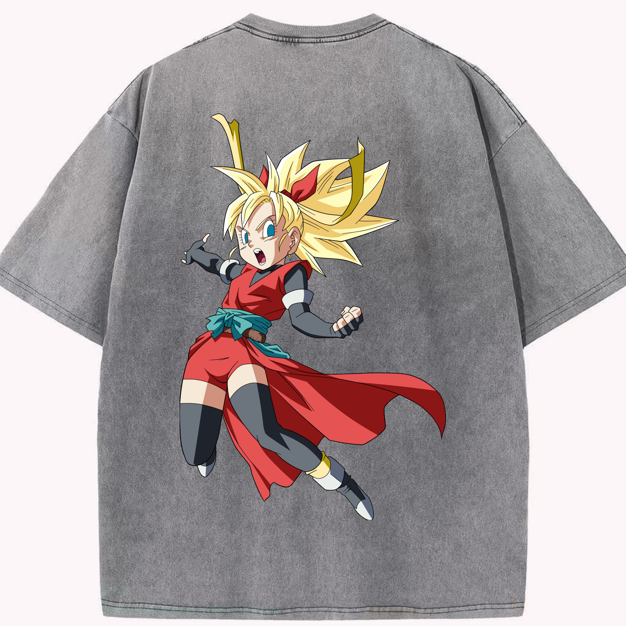 （画像用） ドラゴンボール カリフラ DRAGON BALL Caulifla 綿100% ヴィンテージ風 半袖Tシャツ（背面プリント）