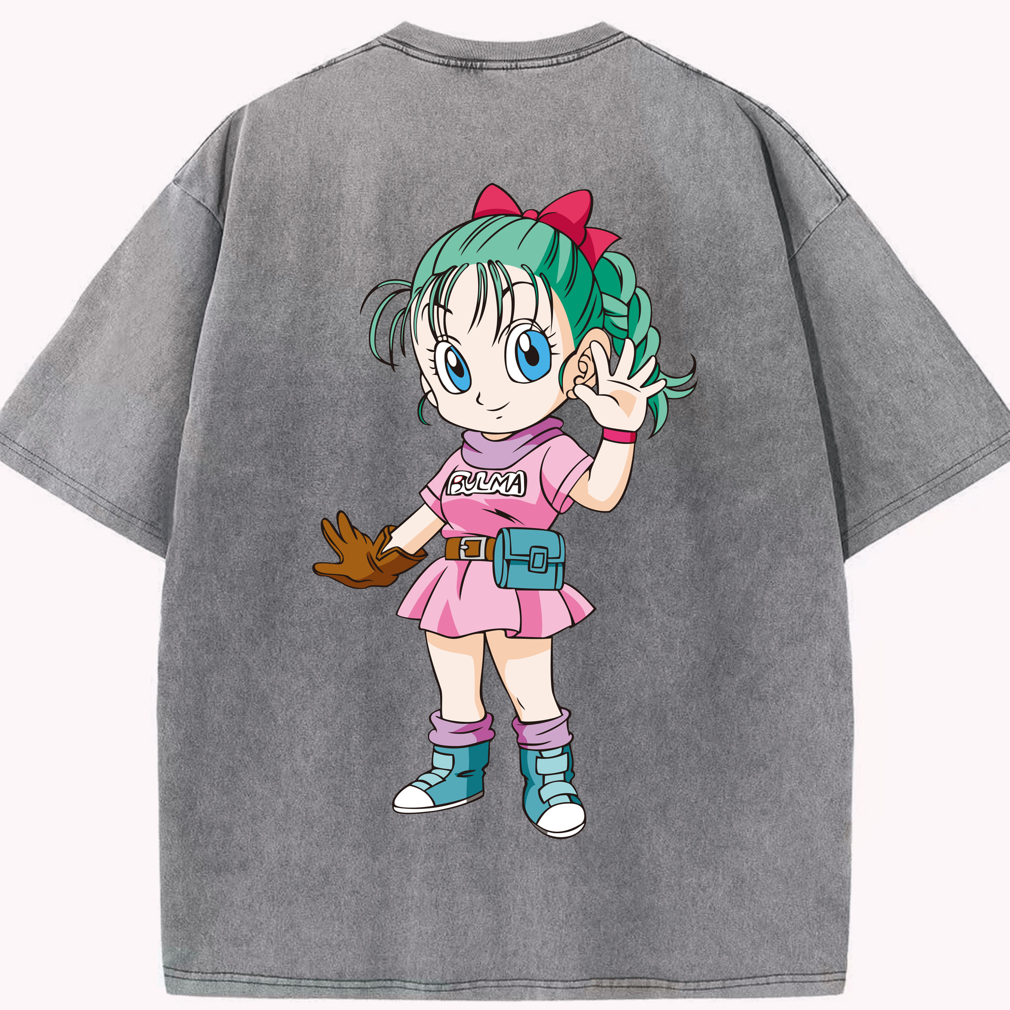 （画像用） ドラゴンボール ブルマ DRAGON BALL Bulma 綿100% ヴィンテージ風 半袖Tシャツ（背面プリント）